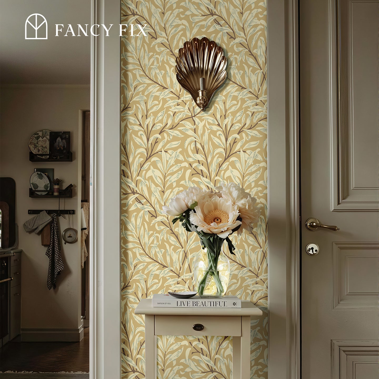 Willow(cream-colored/Blue/Green) Boughs Peel And Stick Wallpaper – Self - Adhesive Vinyl Roll for Accent Walls