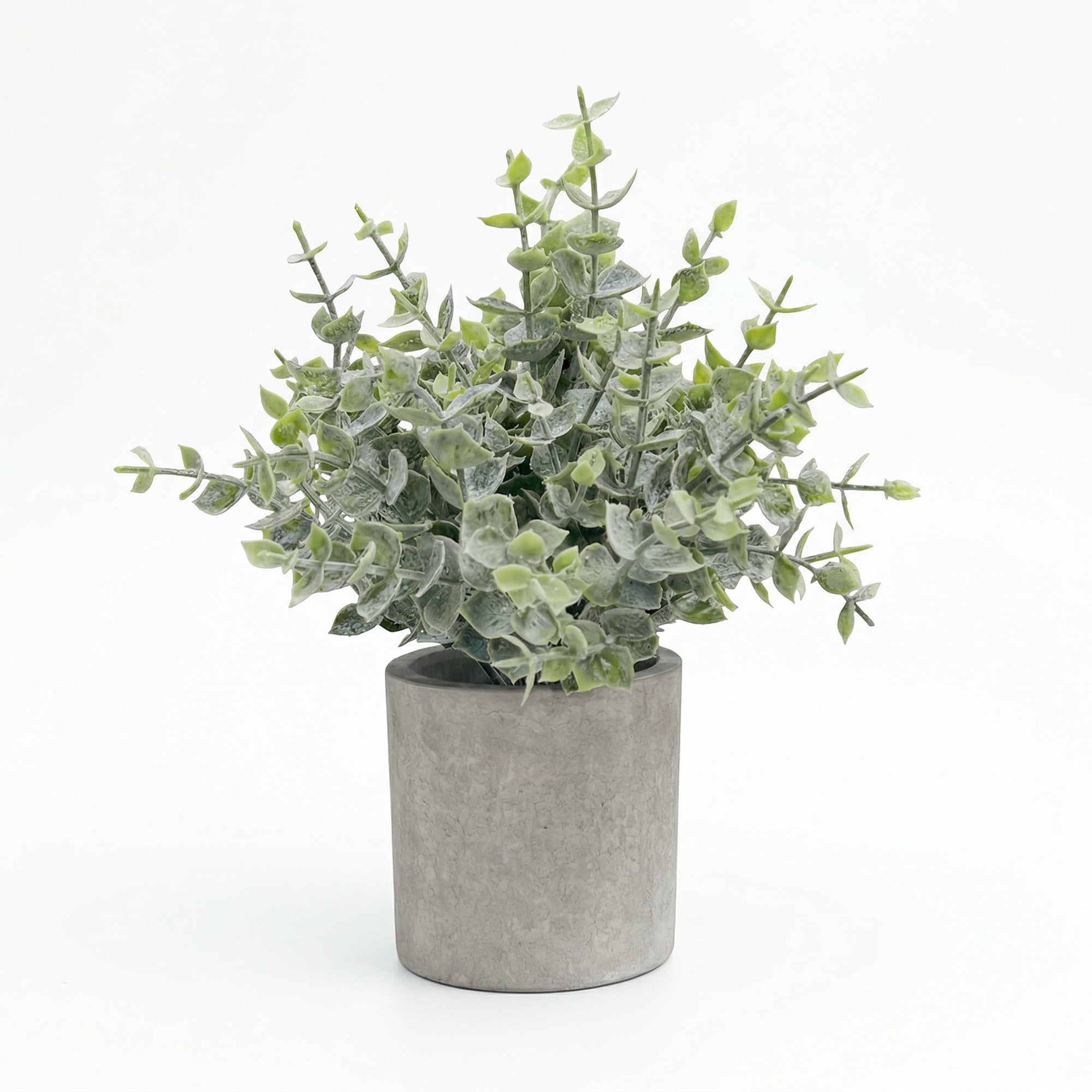 Mini Potted Fake Plants Artificial Eucalyptus Plant in Cement Pot