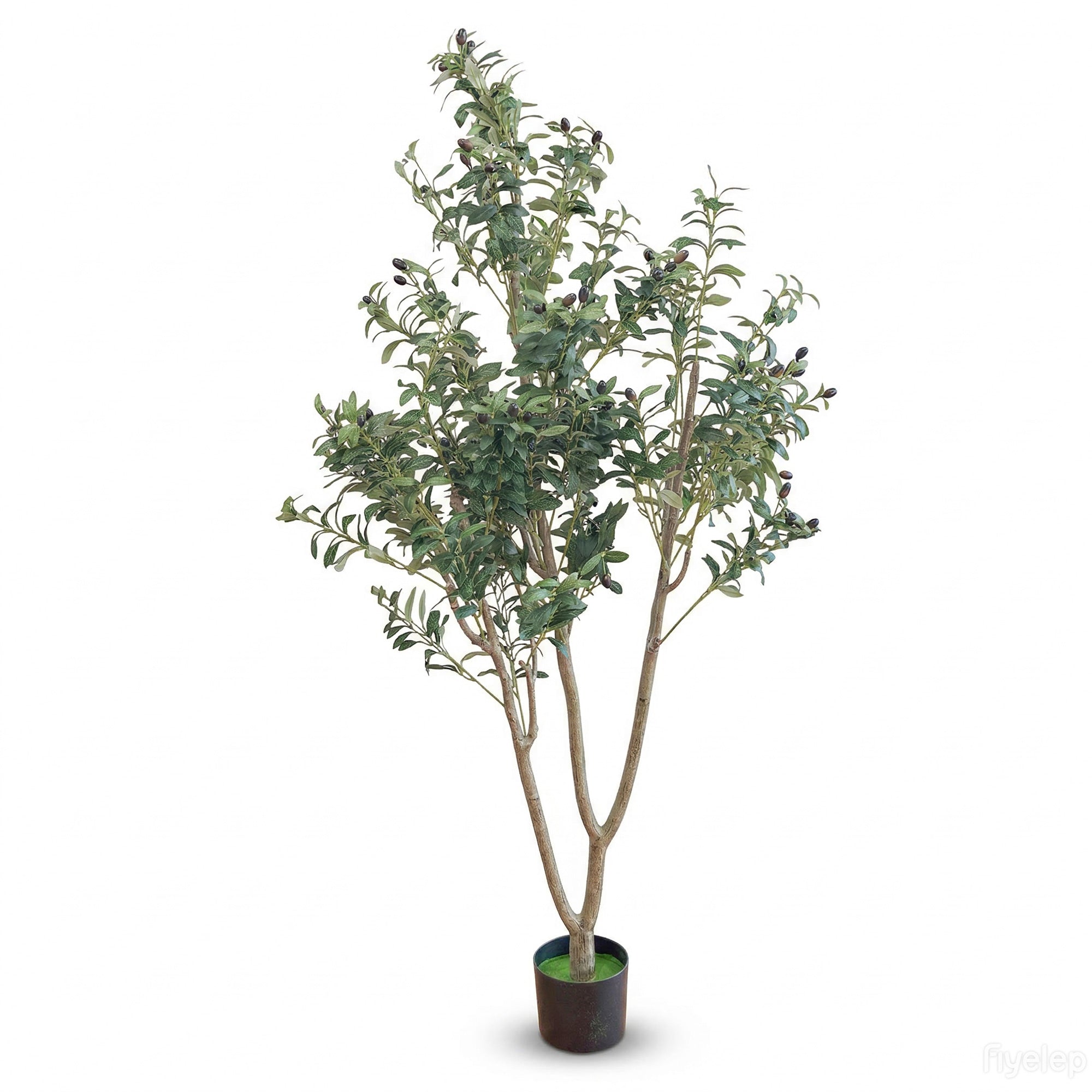 Realistic 6ft Faux Olive Tree, Lifelike Artificial Olive Plant with Natural Trunk, Green Foliage & Olive Fruits, Potted Fake Tree for Home, Office, Living Room & Patio Decor