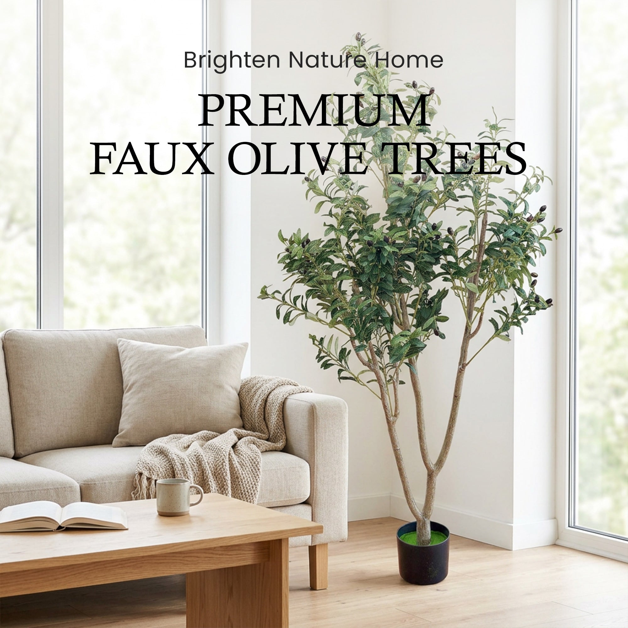 Realistic 6ft Faux Olive Tree – UV Resistant, Full & Shapable Artificial Plant for Home & Office