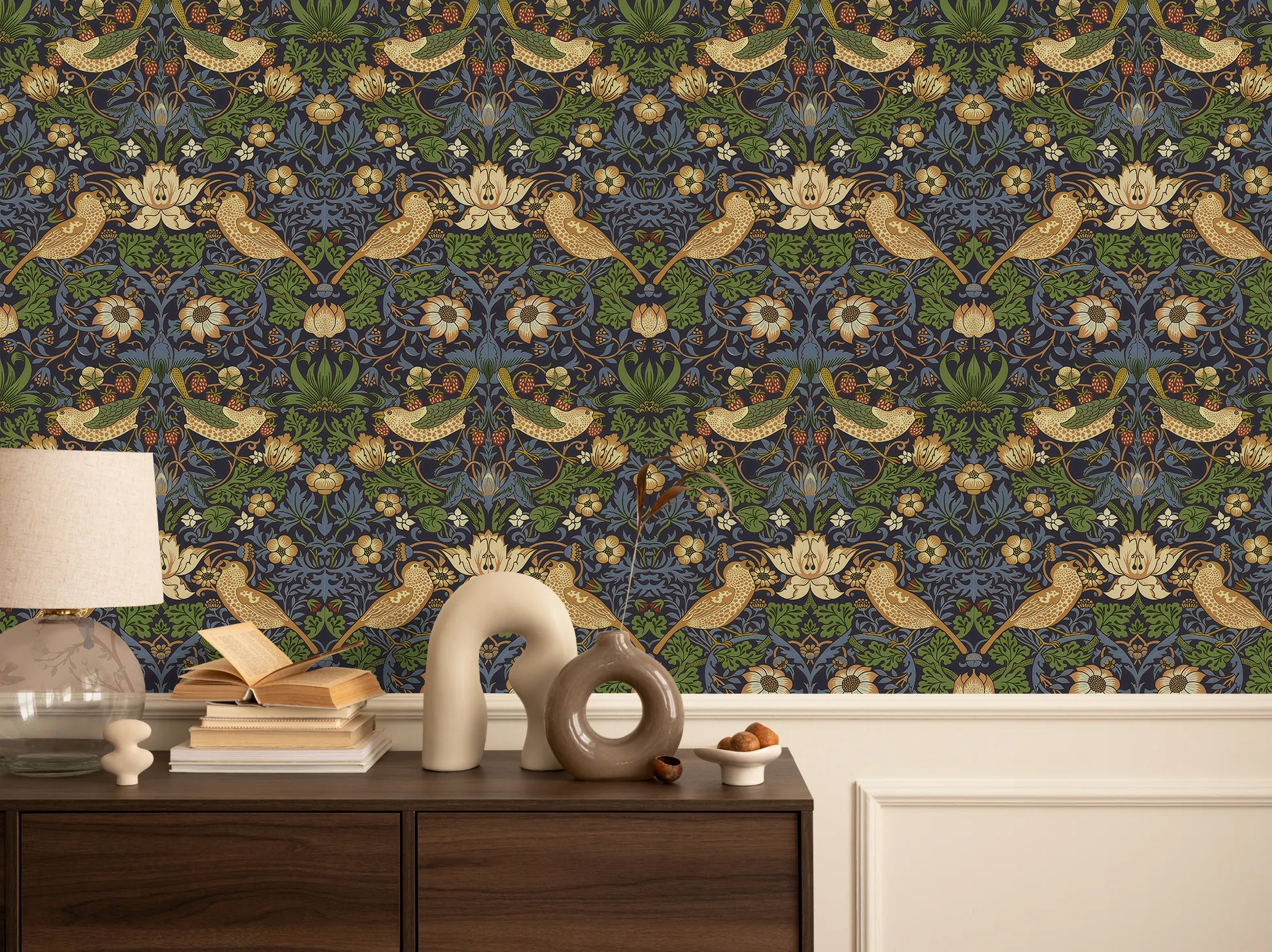 Strawberry Thief Peel And Stick Wallpaper - Self - Adhesive Vinyl Roll for Accent Walls