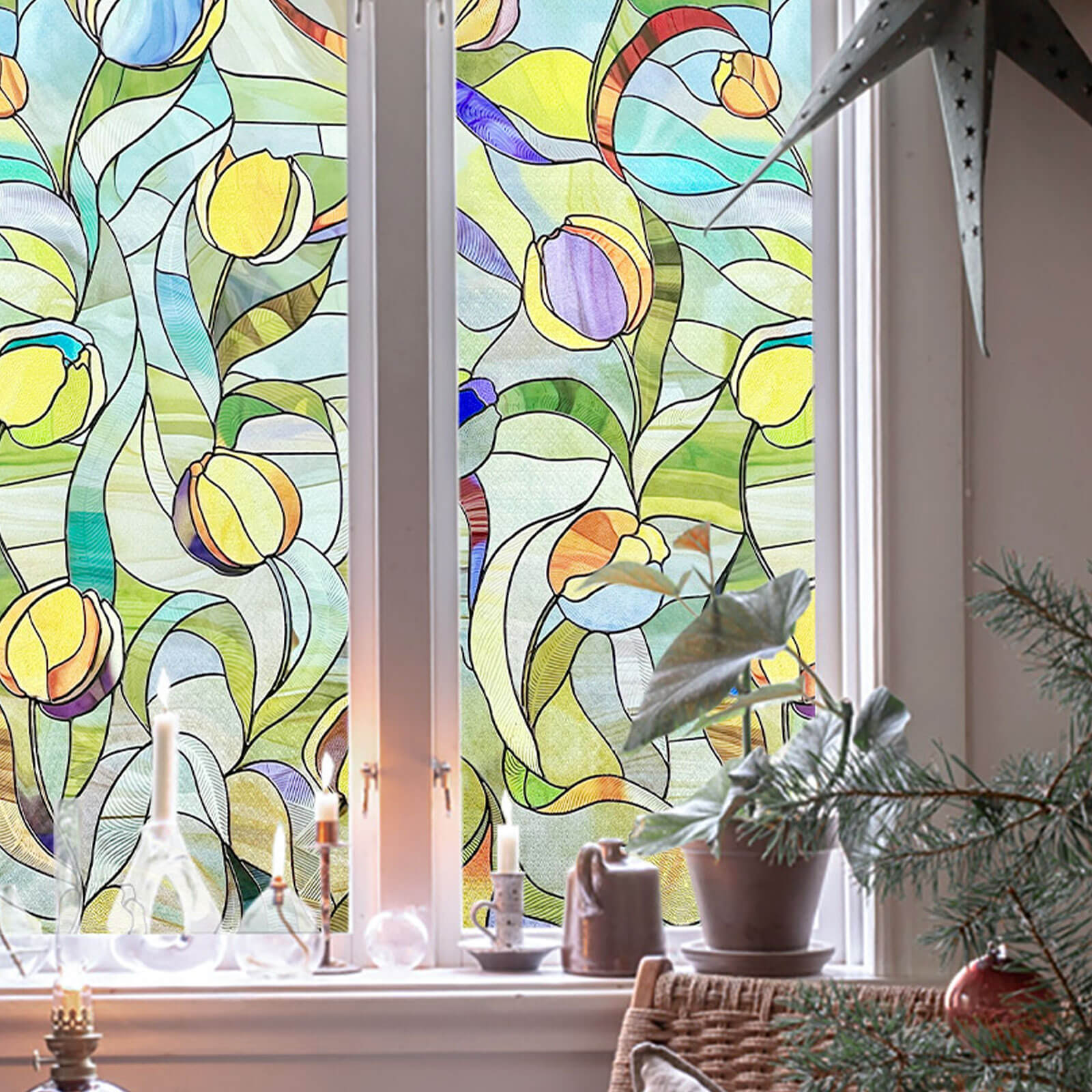 Tulips Stained Glass Decorative Window Film