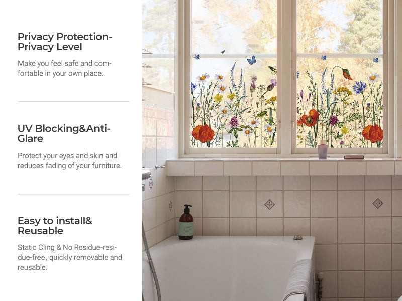 Butterfly Among Blossoms Glass Decorative Window Film