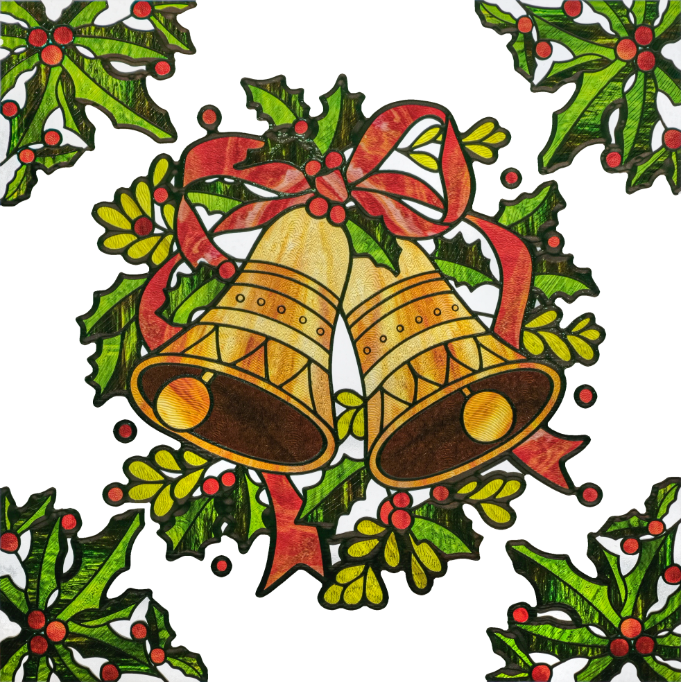 Christmas Bells Window Film, Decorative & Privacy Stained Glass Window Cling for Windows – No Glue UV Protection, Static Cling