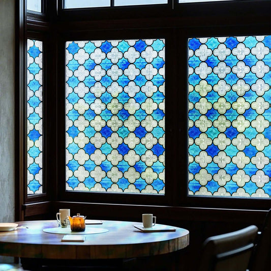 Blue Canglang Pavilion Stained Glass Decorative Window Film