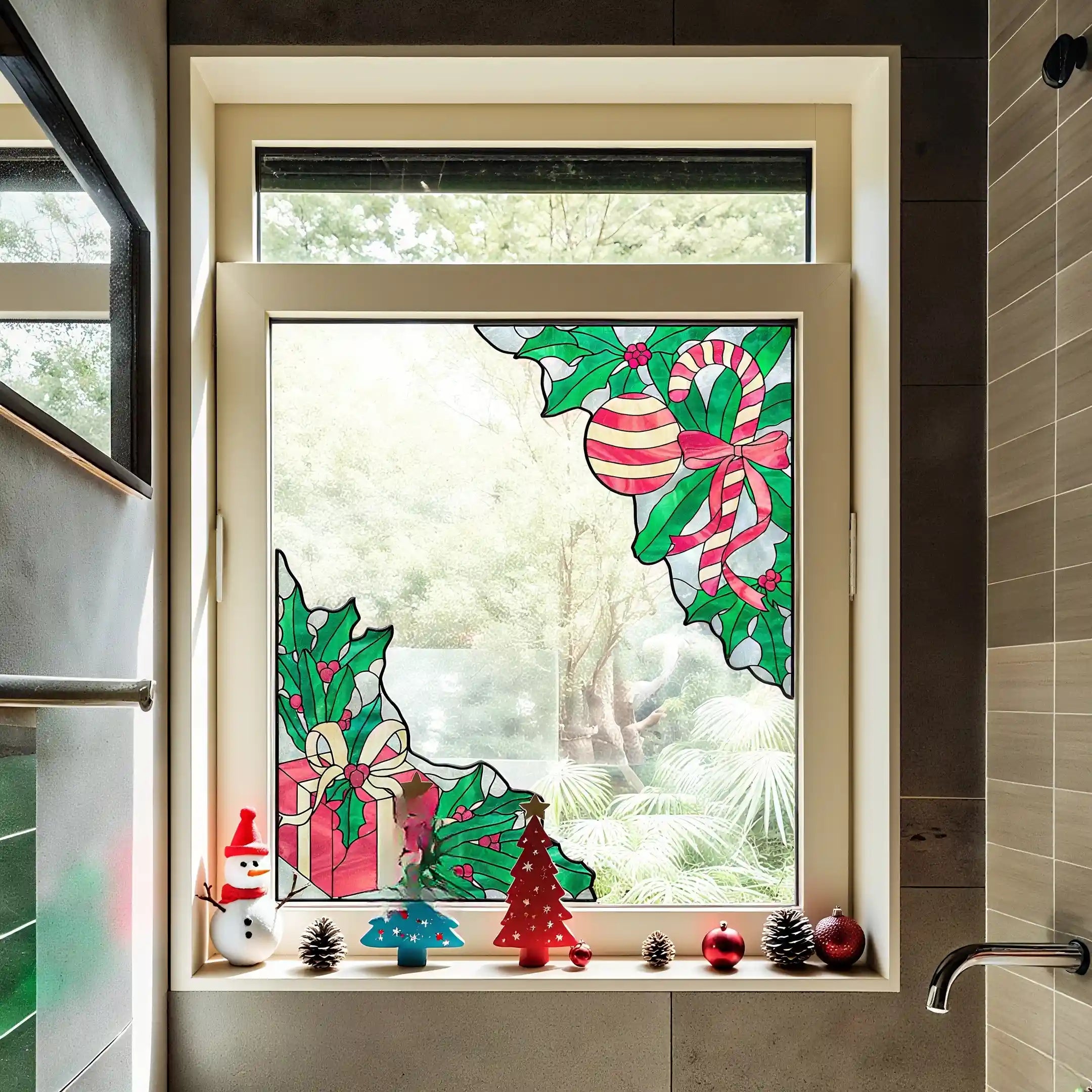 Film pour vitrail Green Gleam – Film statique décoratif moderne pour fenêtre