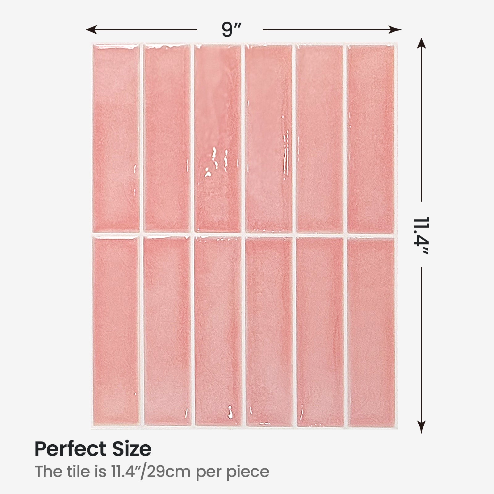 Fancytiles Bathroom Peel and Stick Backsplash Tile for Walls Pink Daze – Glossy Pink Vinyl