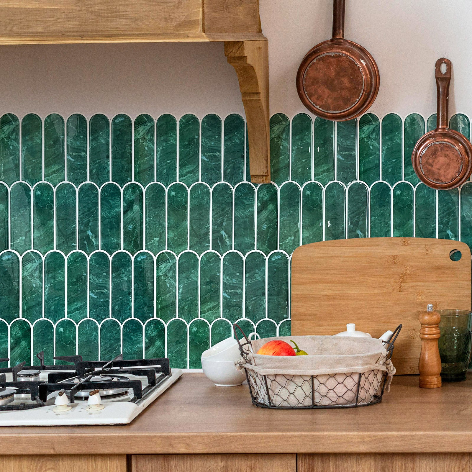 Fancytiles Deep Green ArcWall Tiles Peel and Stick