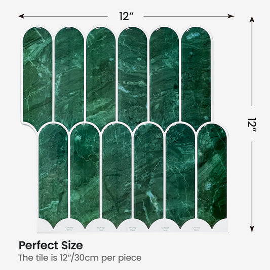 Fancytiles Deep Green ArcWall Tiles Peel and Stick