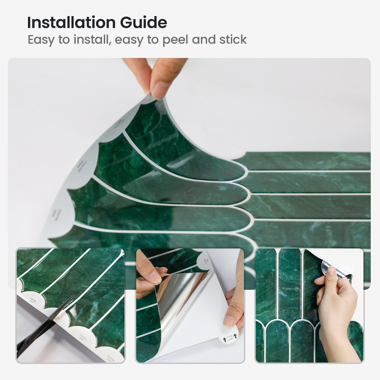 Fancytiles Deep Green ArcWall Tiles Peel and Stick