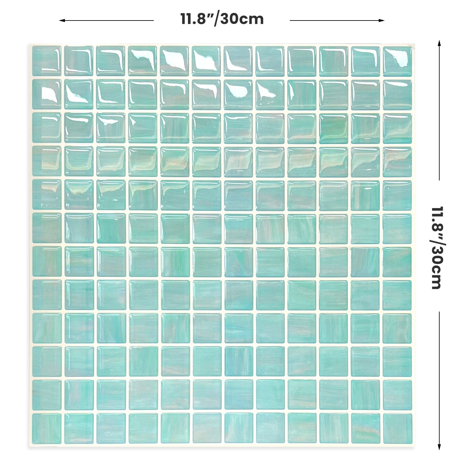Fancytiles Peel And Stick Wall Tile Mosaic Ocean Sapphire - Glossy Green Vinyl Tiles