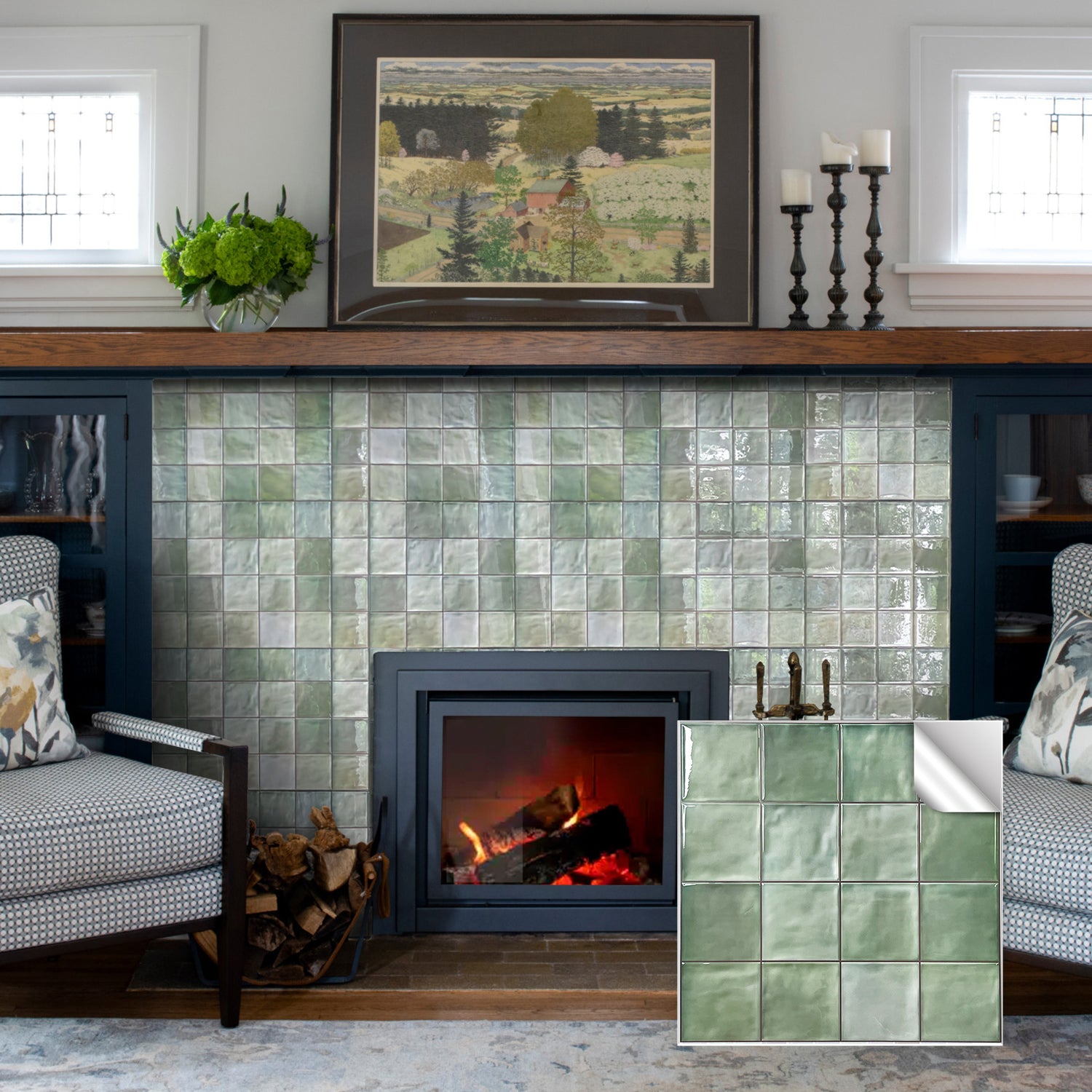 Fancytiles Spring Moss Green Peel And Stick Backsplash Tile – Self-Adhesive Vinyl Tile Sticker