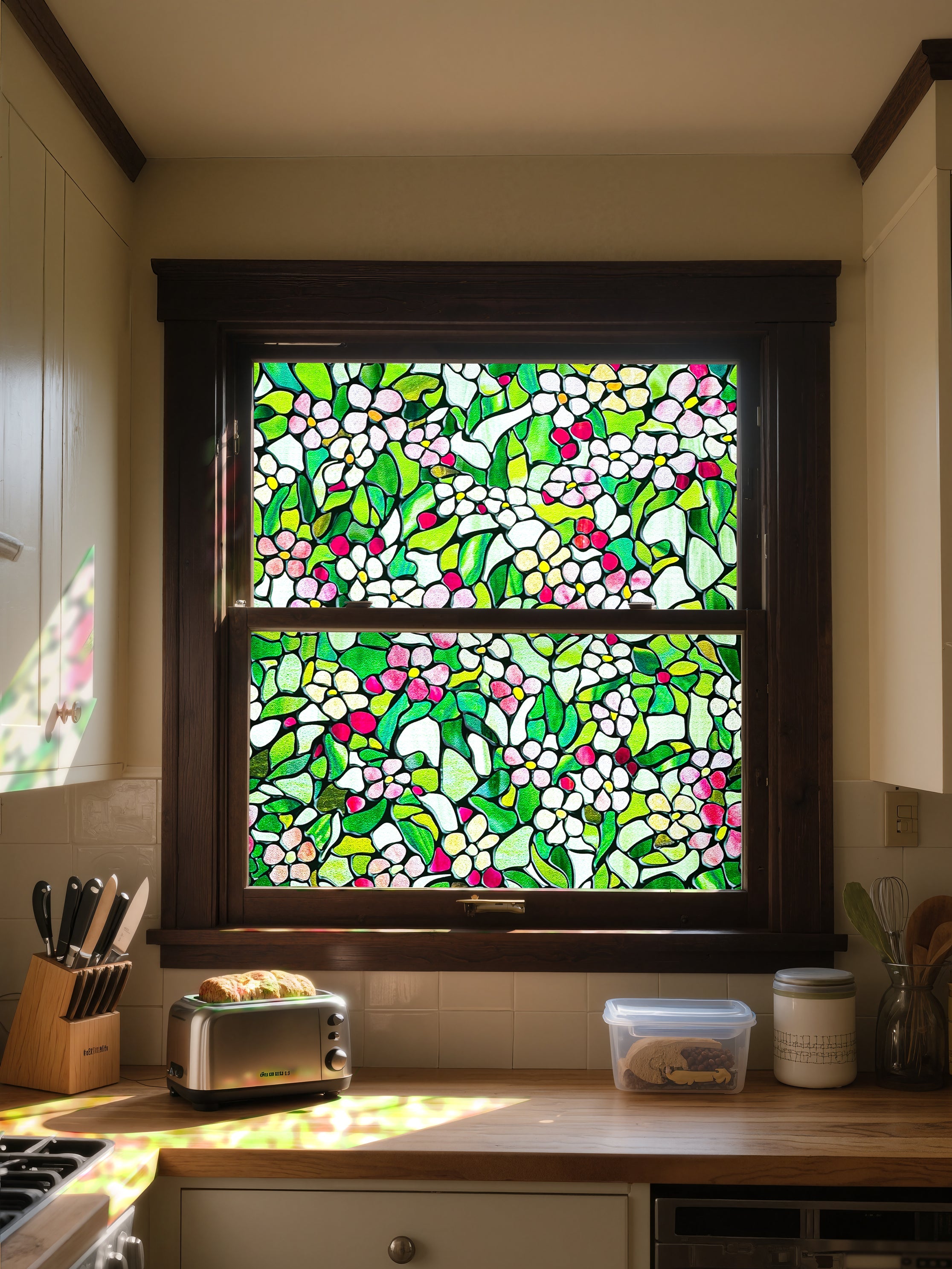 Película decorativa para ventanas con vitrales Victoria