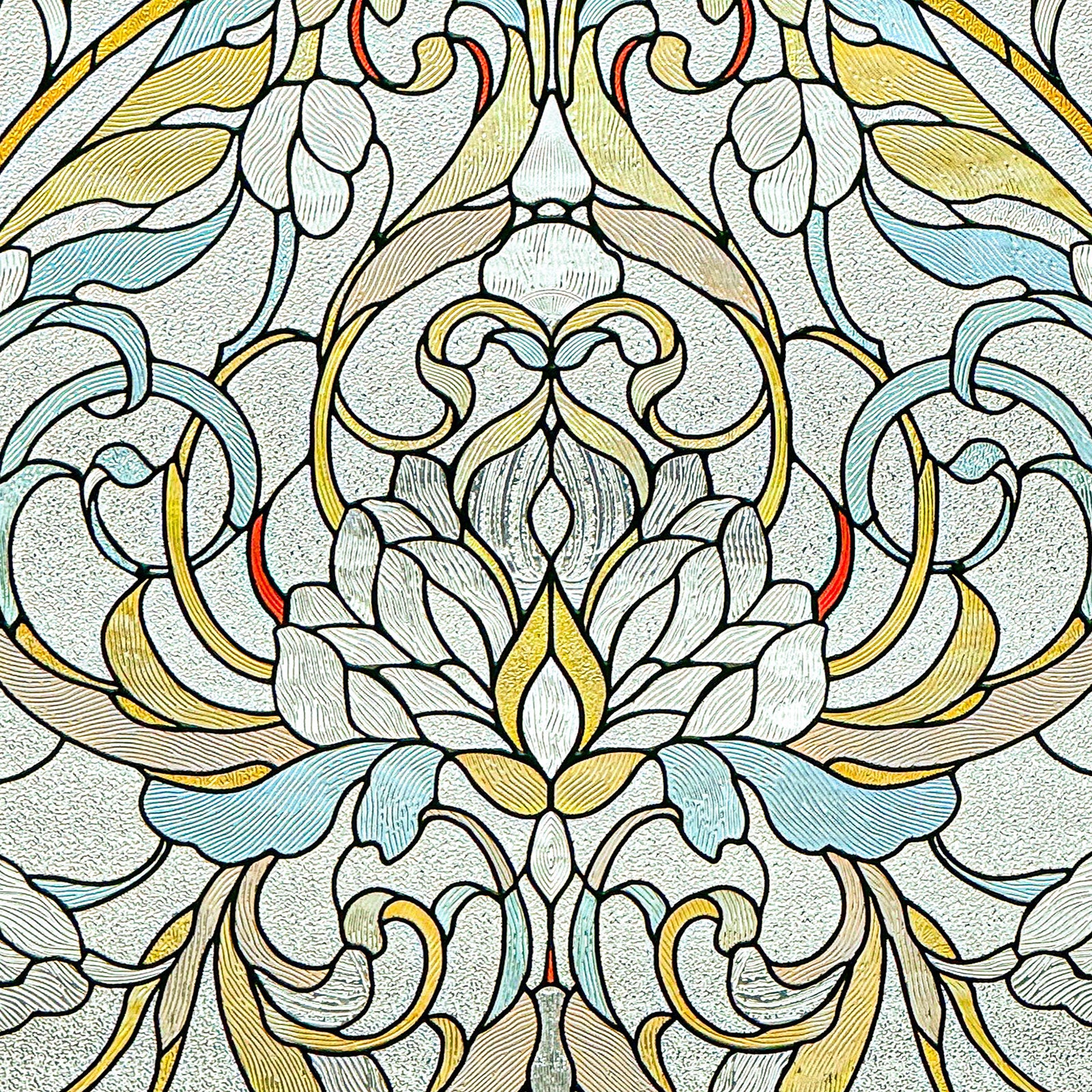 Floral Path Stained Glass Decorative Window Film: Art Nouveau floral privacy window film