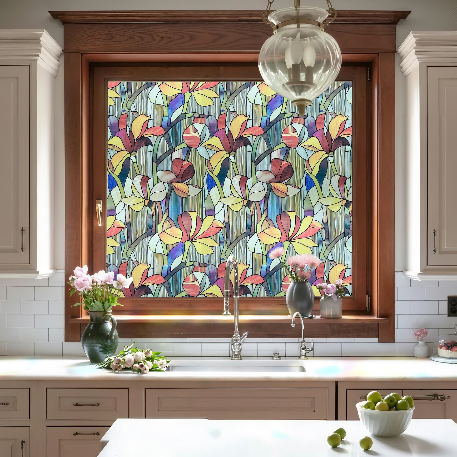 Glassy Bloom Stained Glass Decorative Window Film