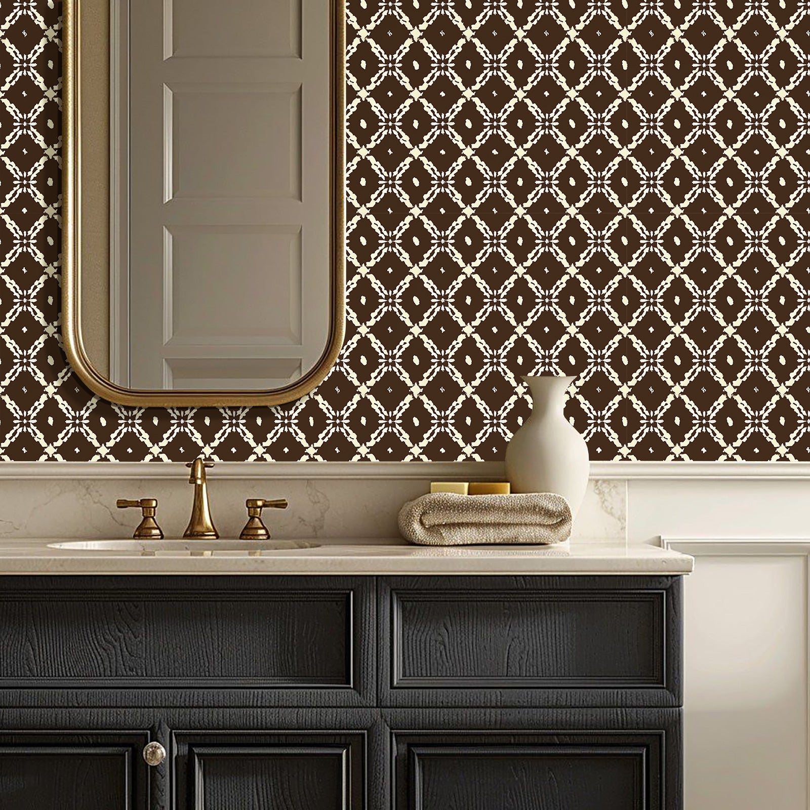 Walanz Woven Grid Peel And Stick Wallpaper – Self - Adhesive Vinyl Roll for Accent Walls