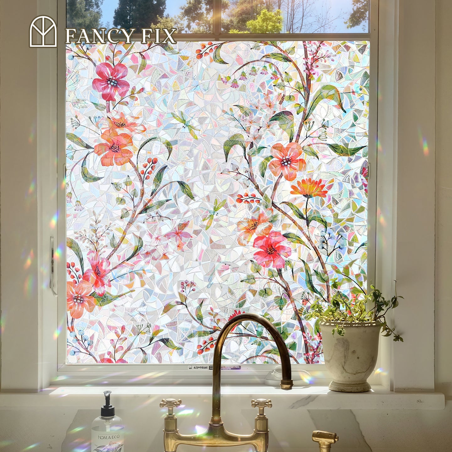 Película decorativa para ventanas con vitrales Victoria