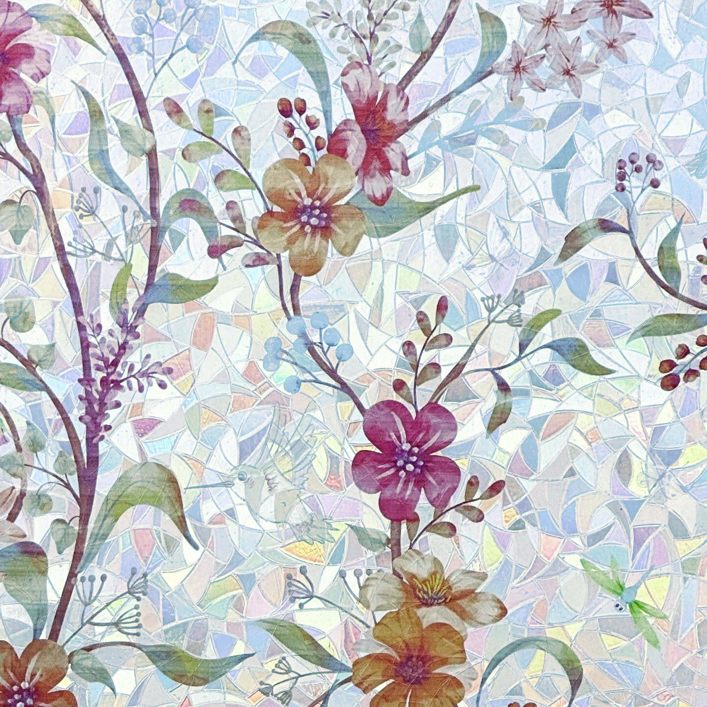 Holo Floral Whisper Stained Glass Decorative Window Film
