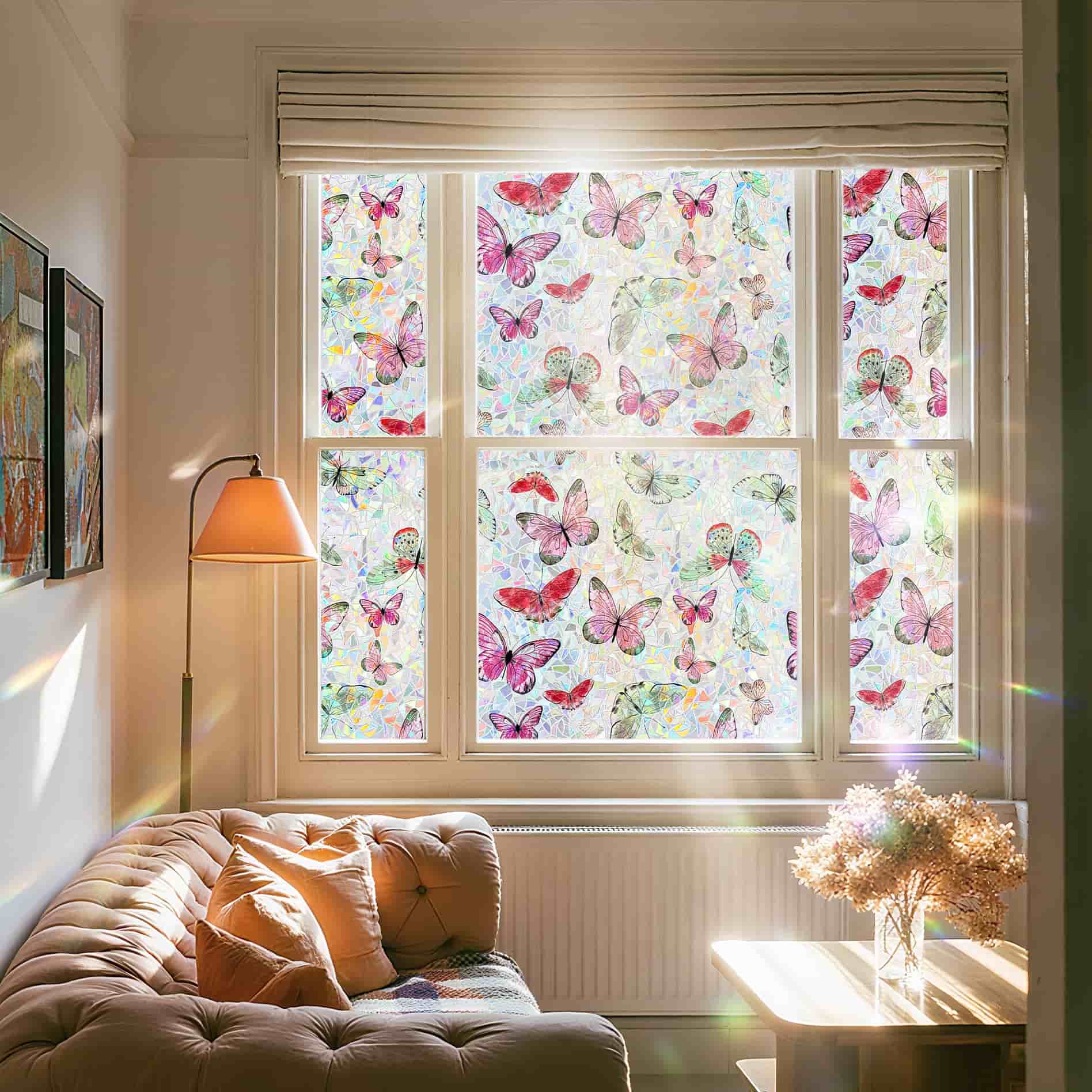 Laser Butterfly Stained Glass Decorative Window Film