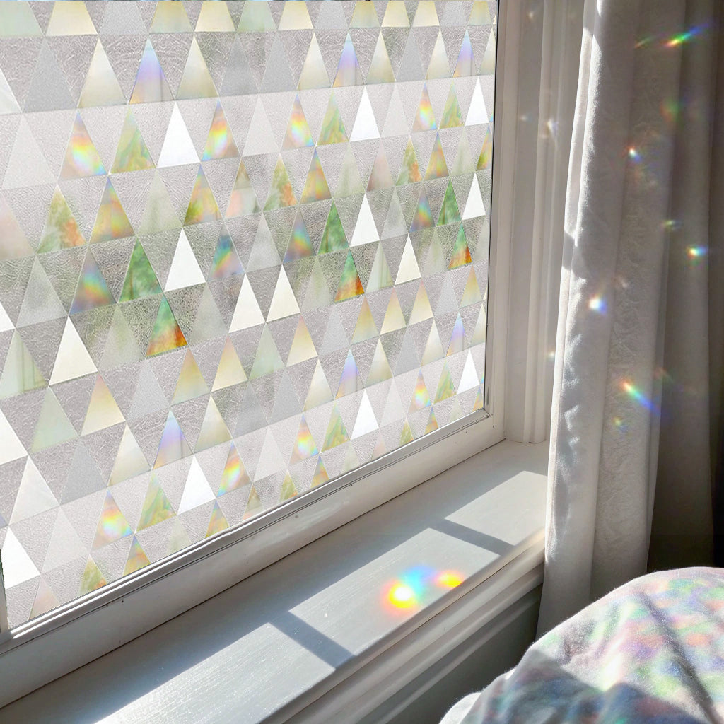 Laser Triangle Rainbow Static Stained Glass Decorative Window Film