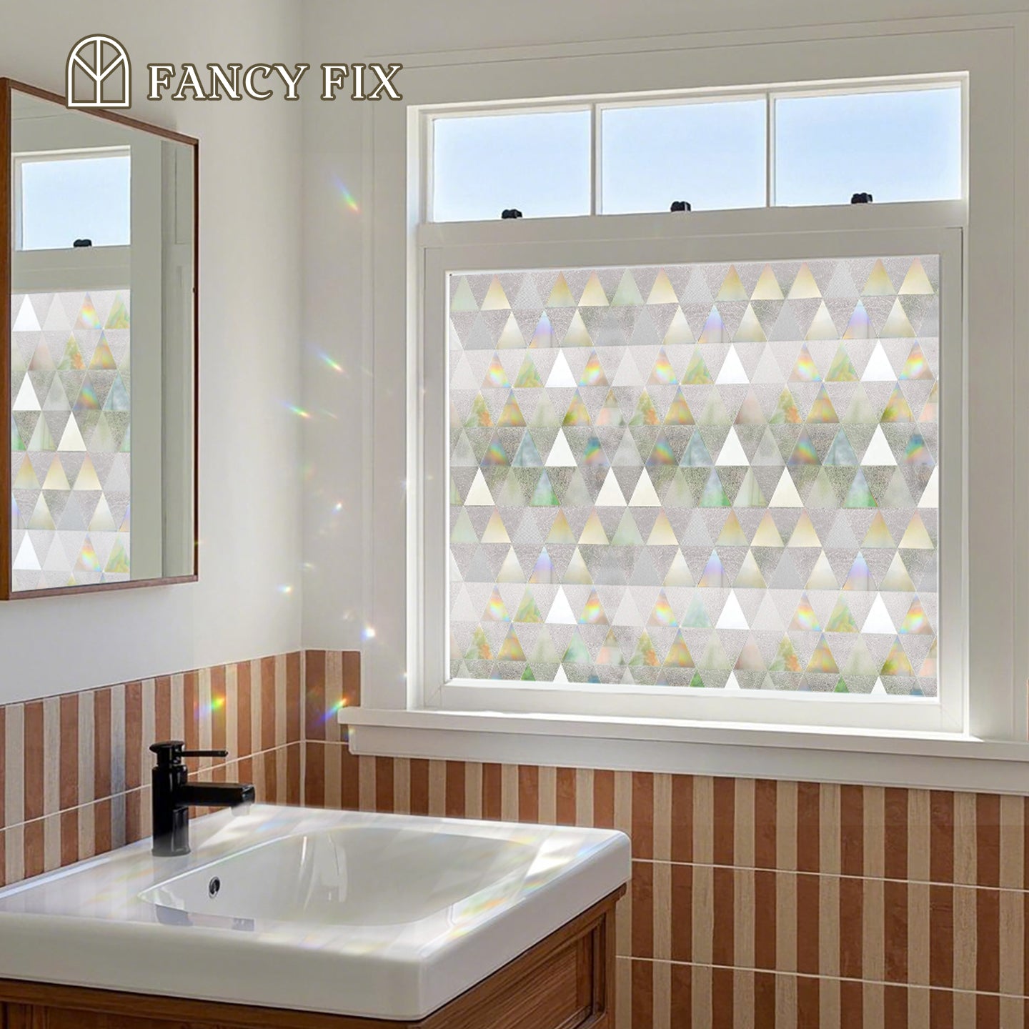 Laser Triangle Rainbow Static Stained Glass Decorative Window Film