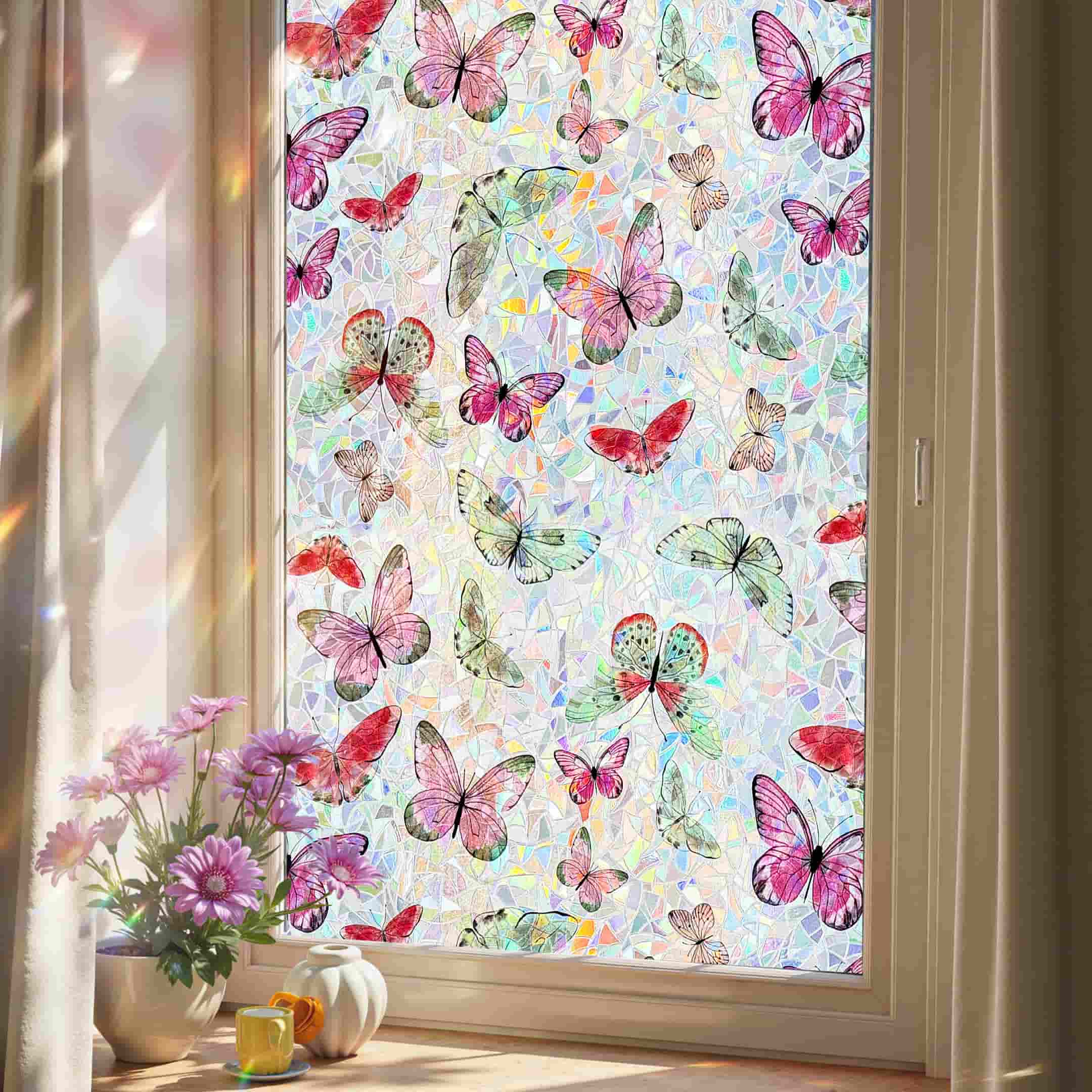 Laser Butterfly Stained Glass Decorative Window Film