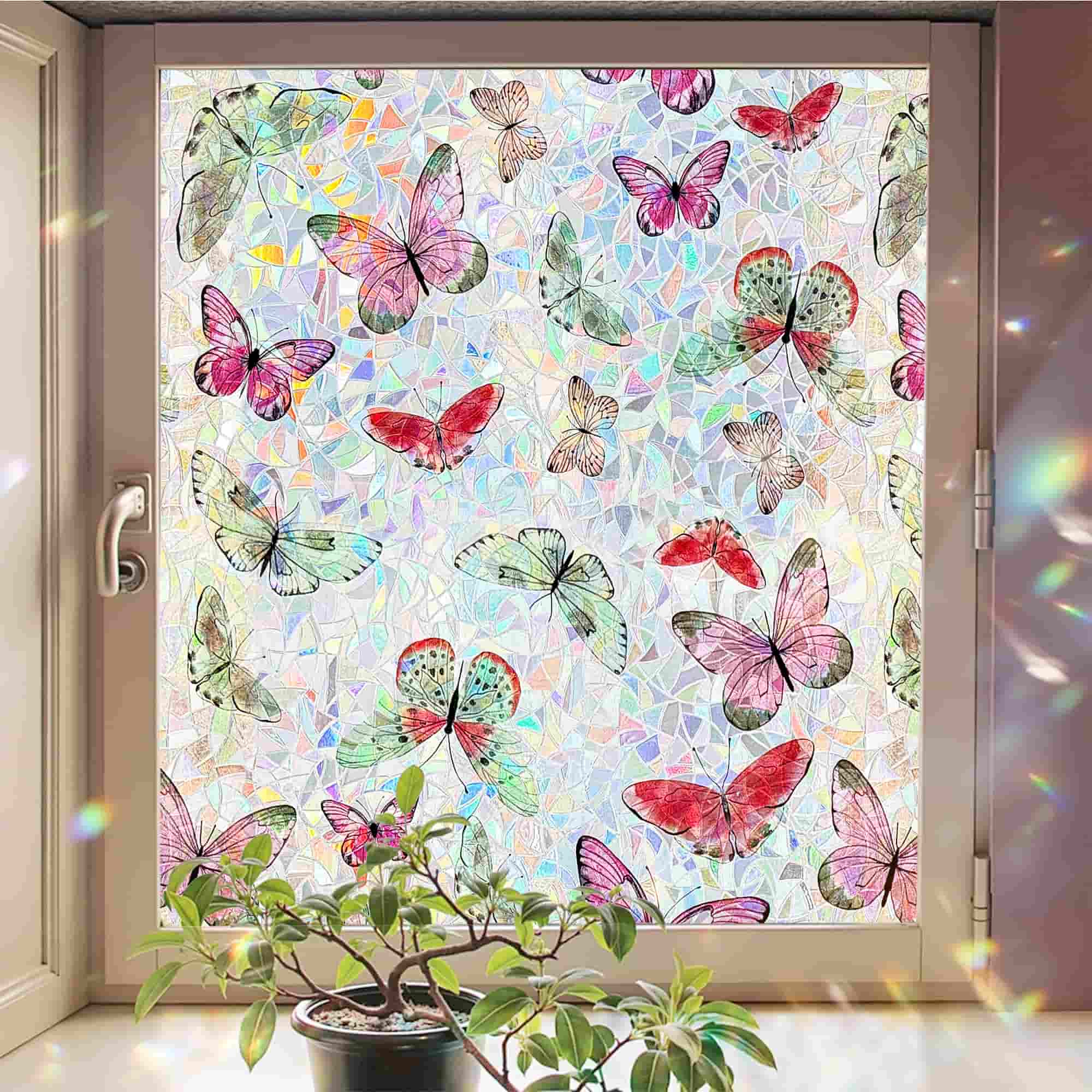 Laser Butterfly Stained Glass Decorative Window Film