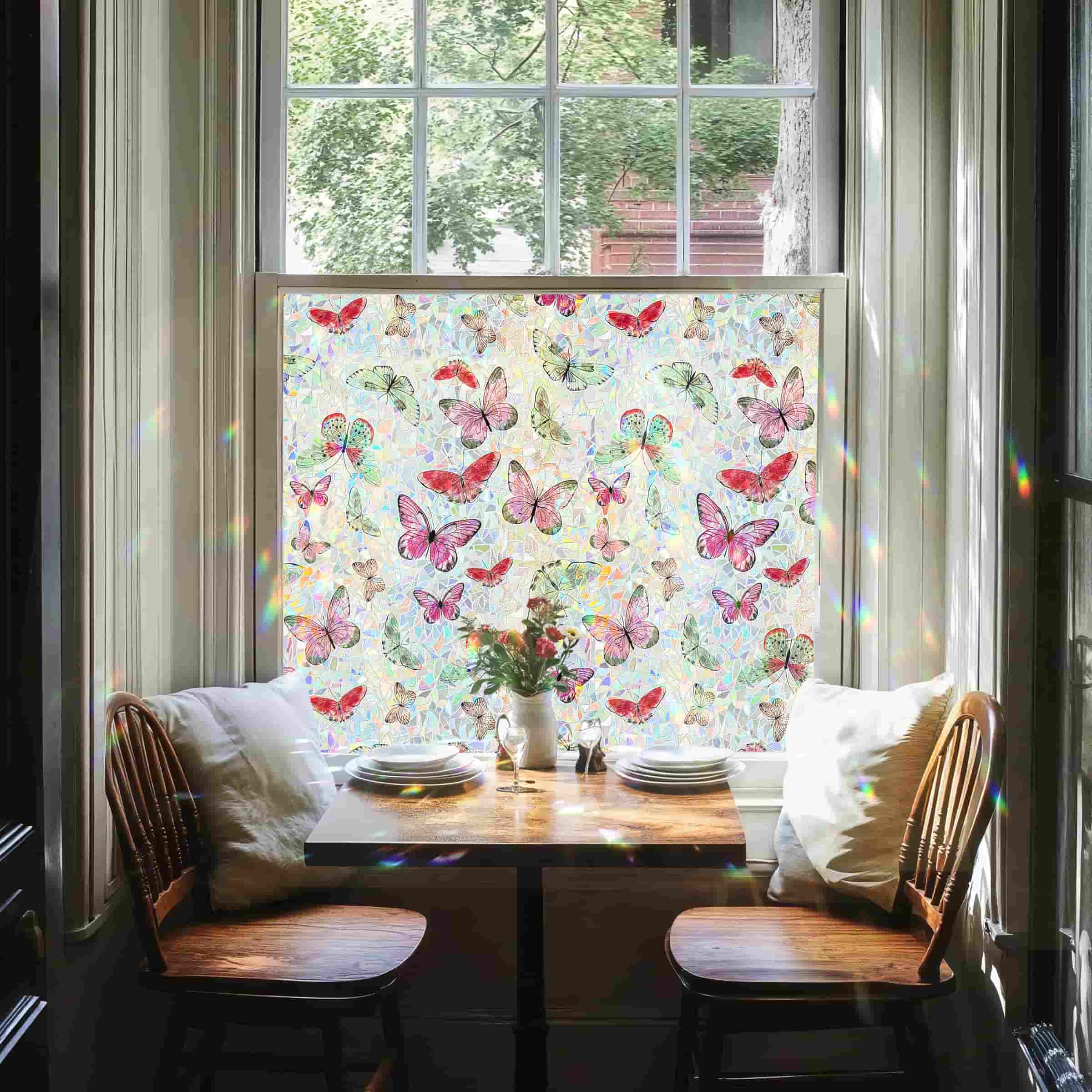 Laser Butterfly Stained Glass Decorative Window Film