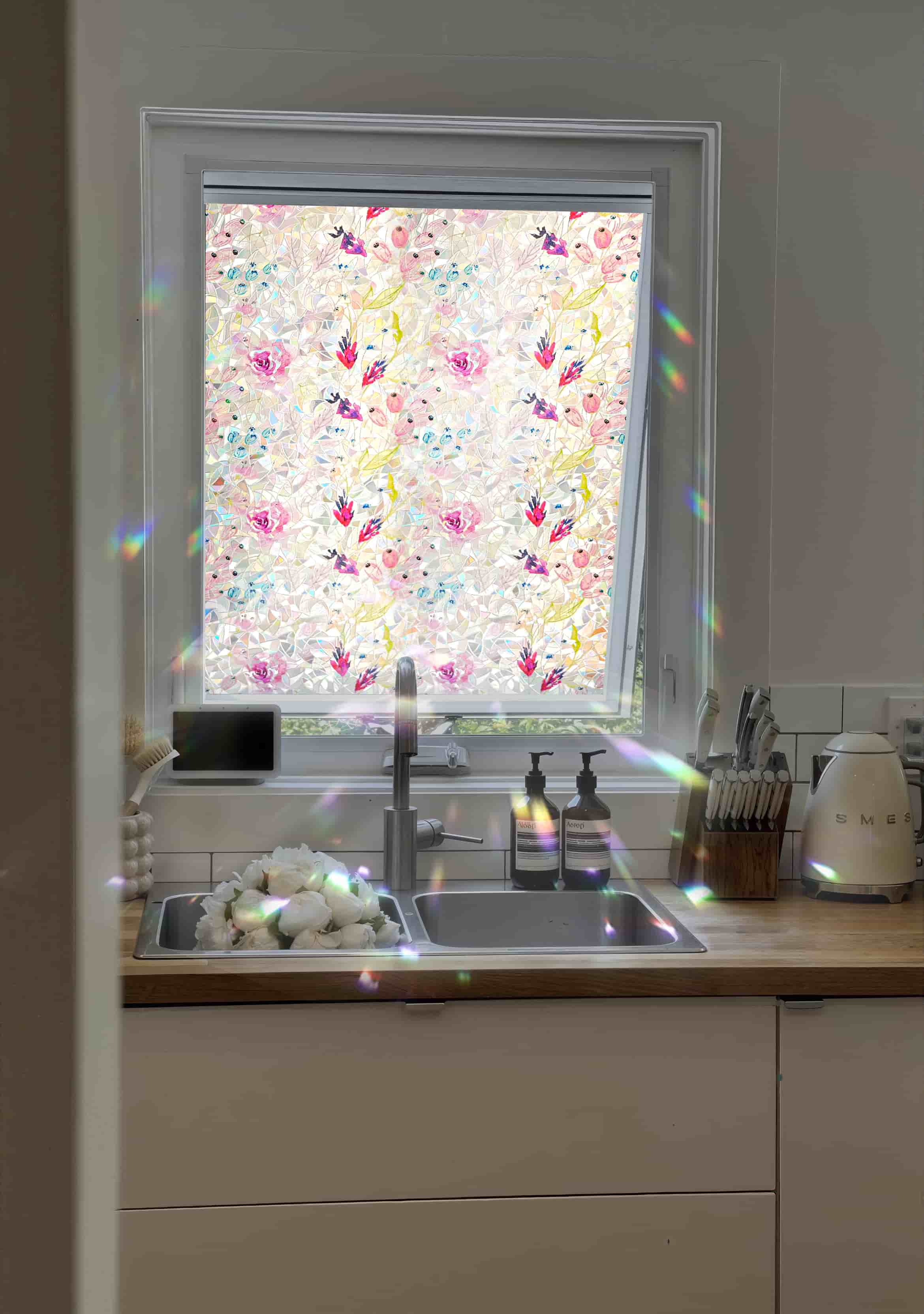 Laser Rose Mirage Stained Glass Decorative Window Film