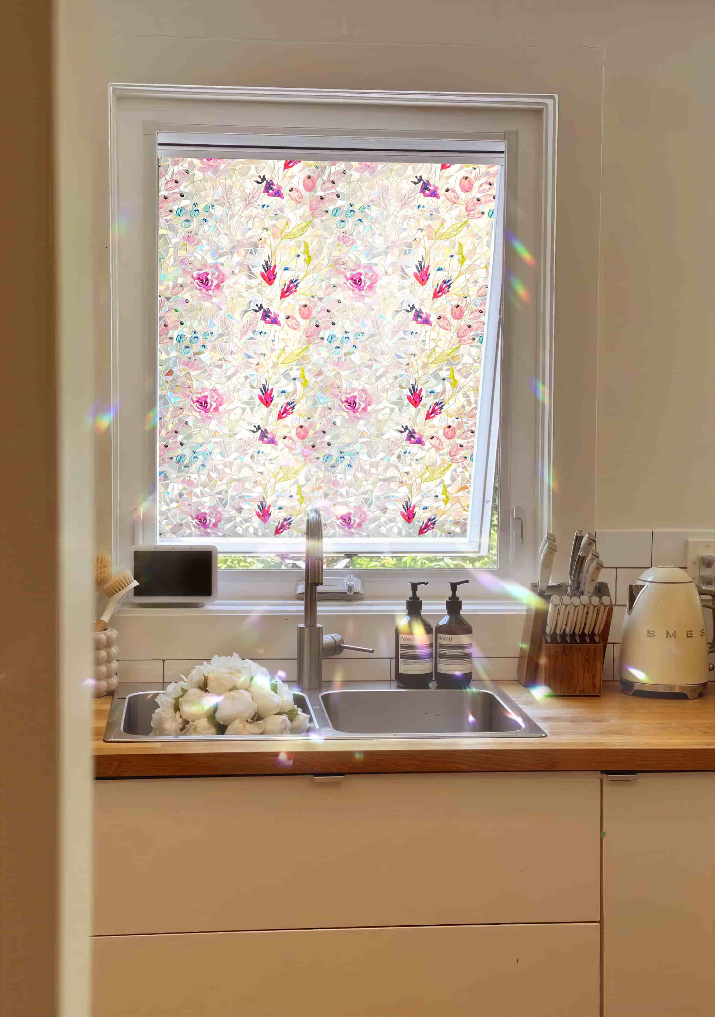 Laser Rose Mirage Stained Glass Decorative Window Film