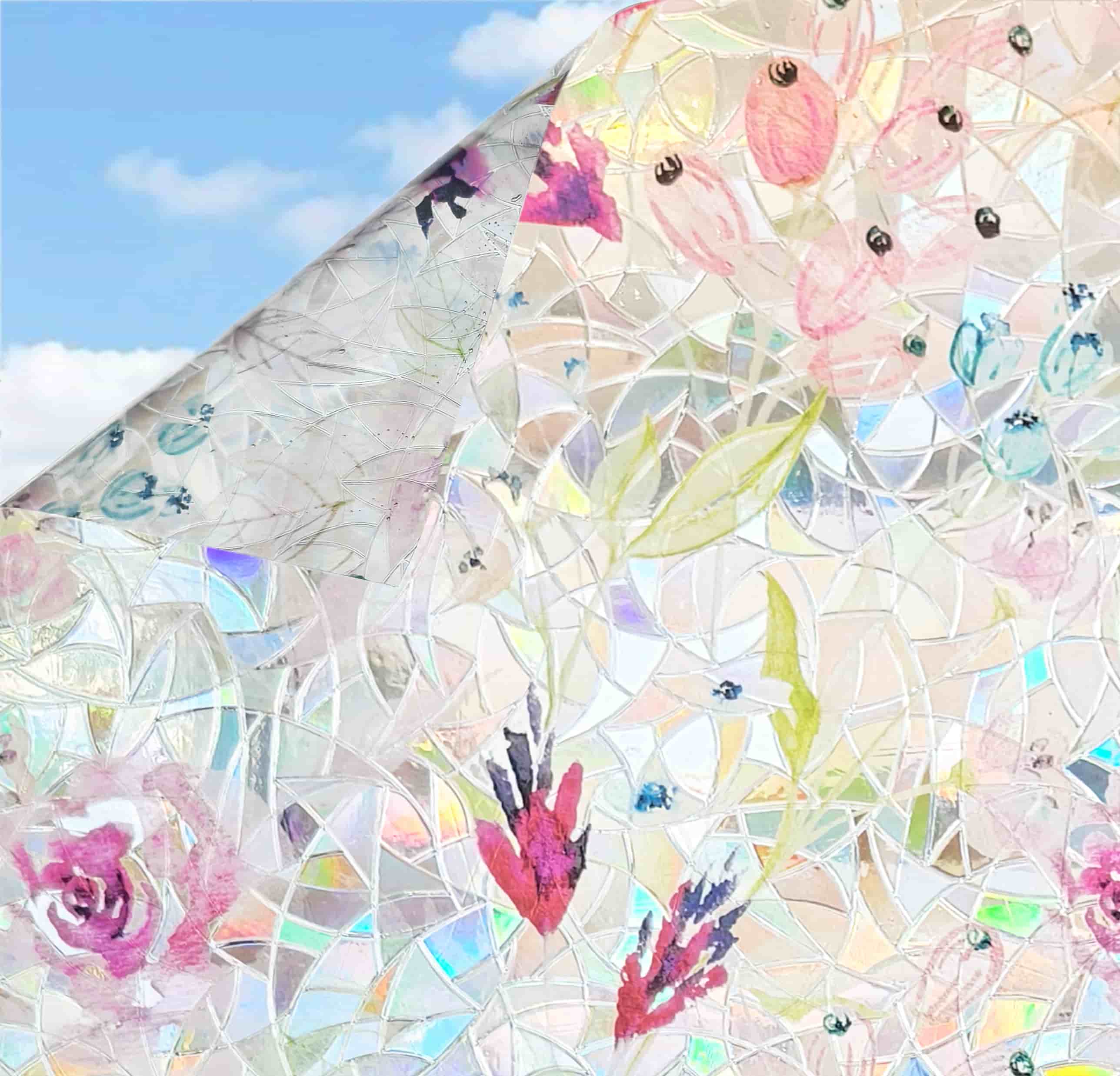 Laser Rose Mirage Stained Glass Decorative Window Film