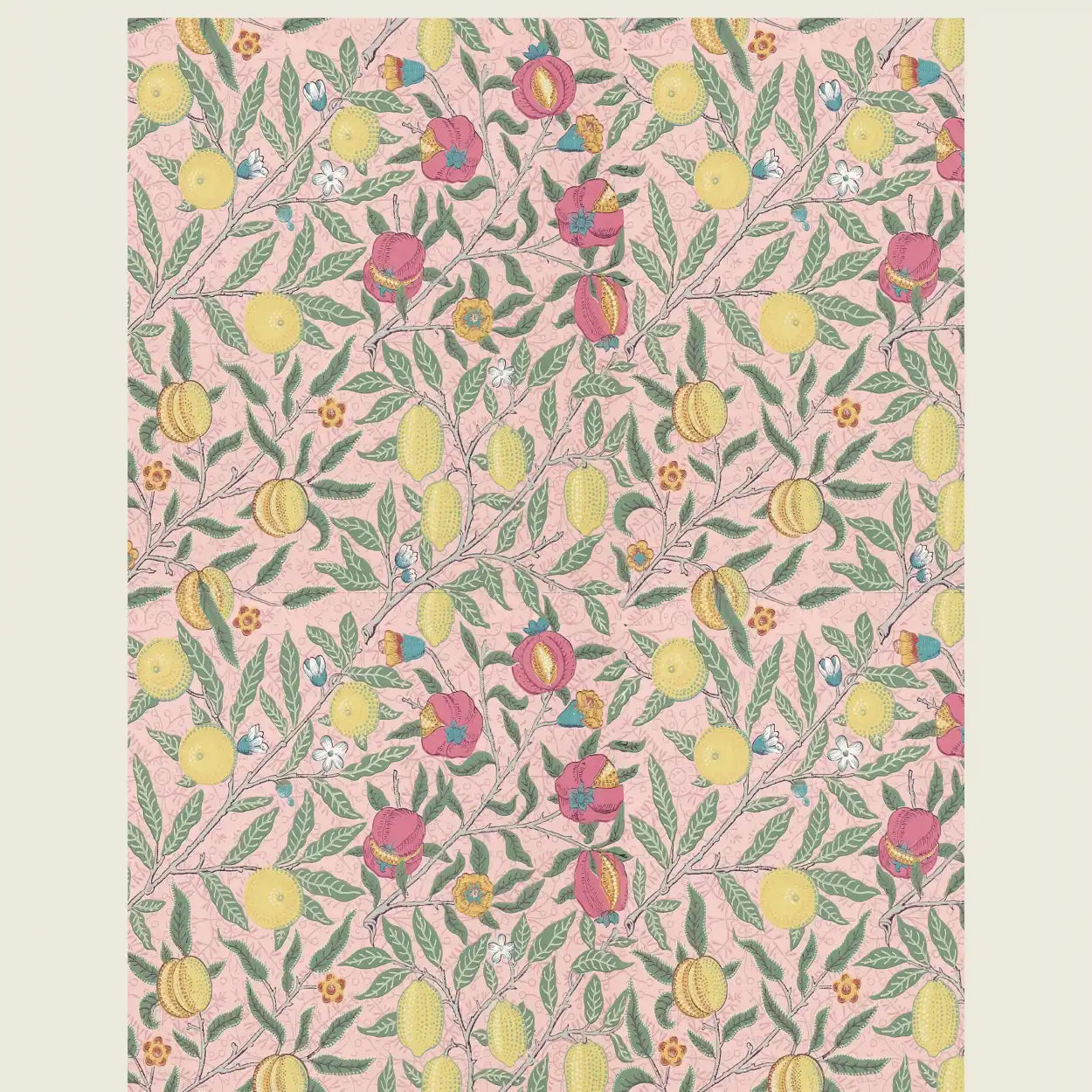 William Morris Lemon & Pomegranate Canvas – Pink Nature-Inspired Wall Art