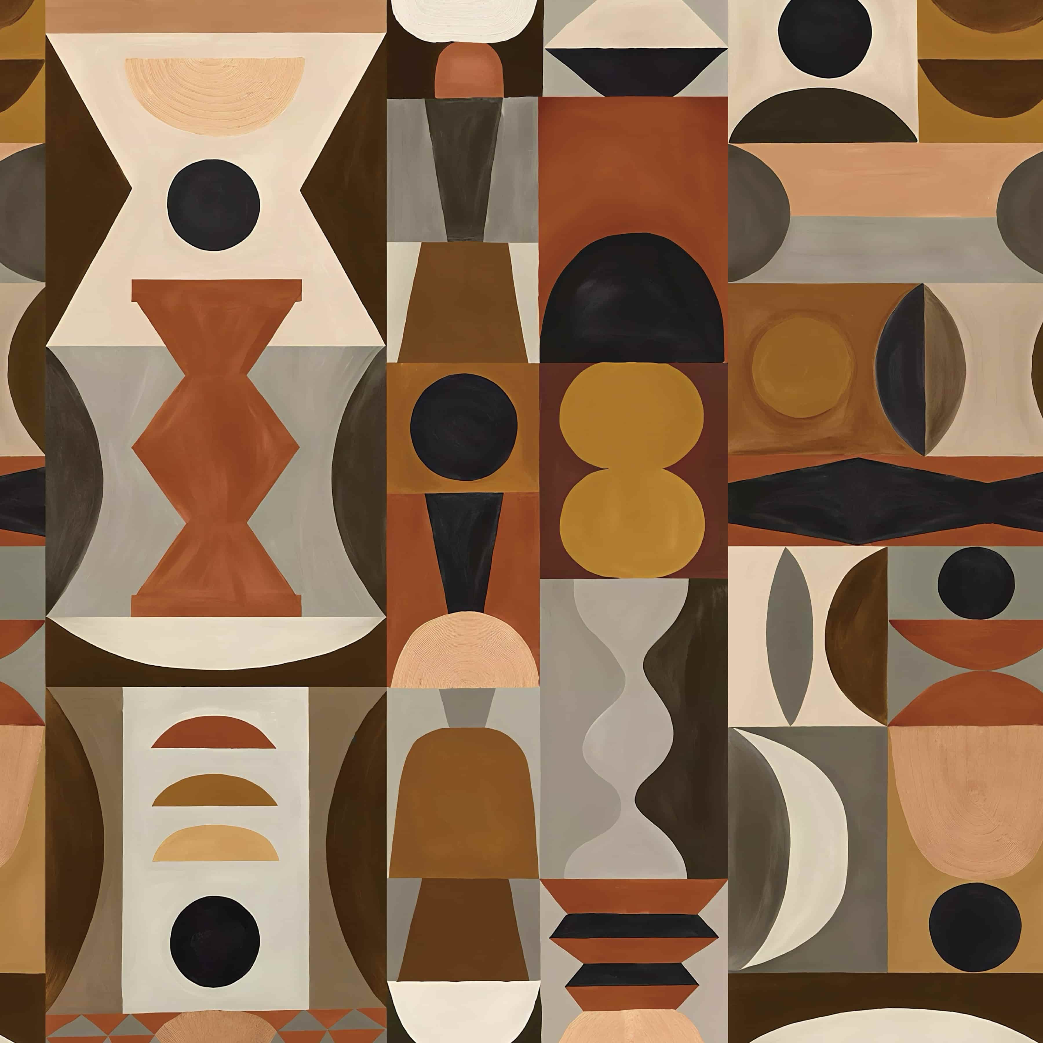 Mid-Century Modern Geometric Abstract Wall Art Poster - Retro Minimalist