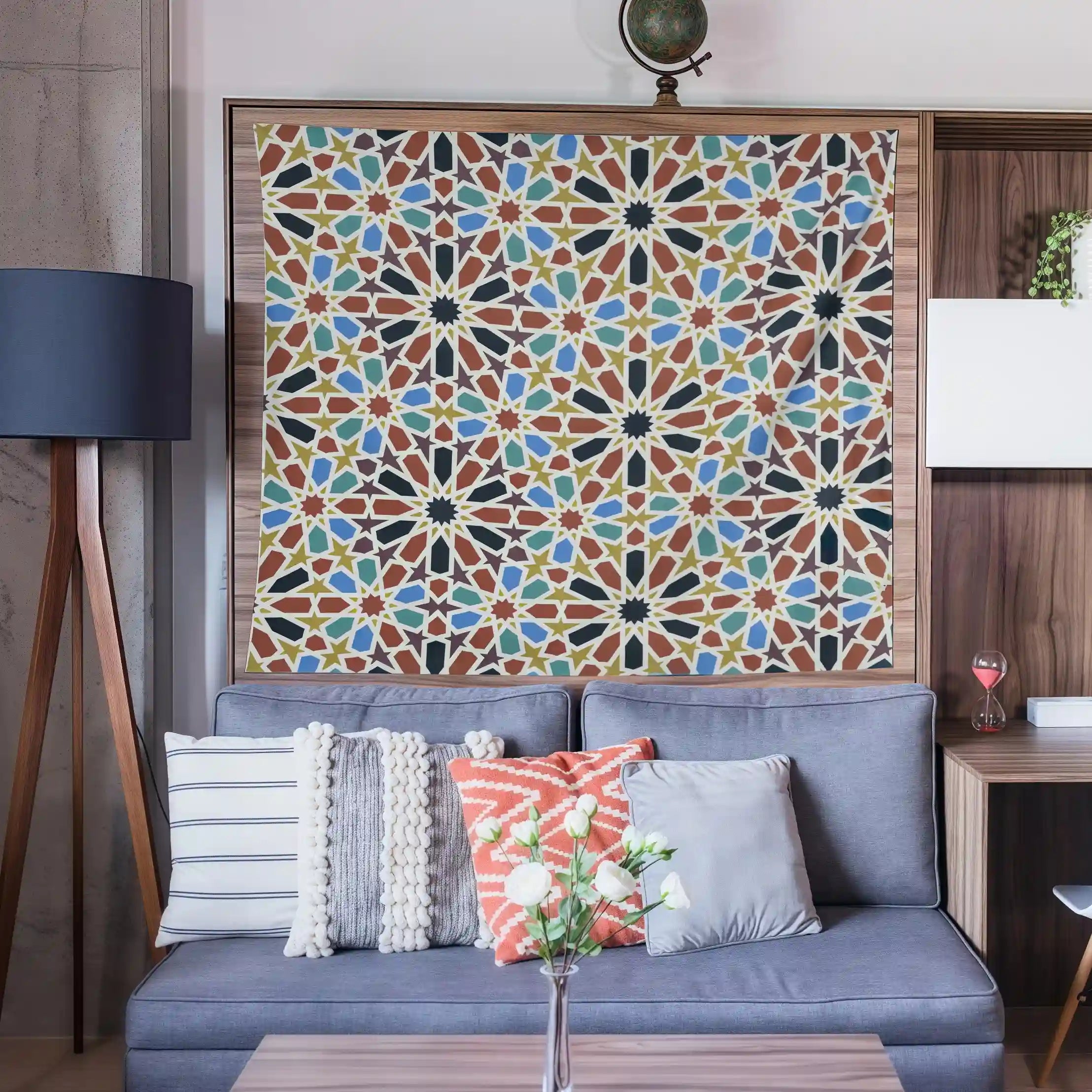 Morocco Mosaic Geometric Pattern Design Throw Blanket - Bohemian Style