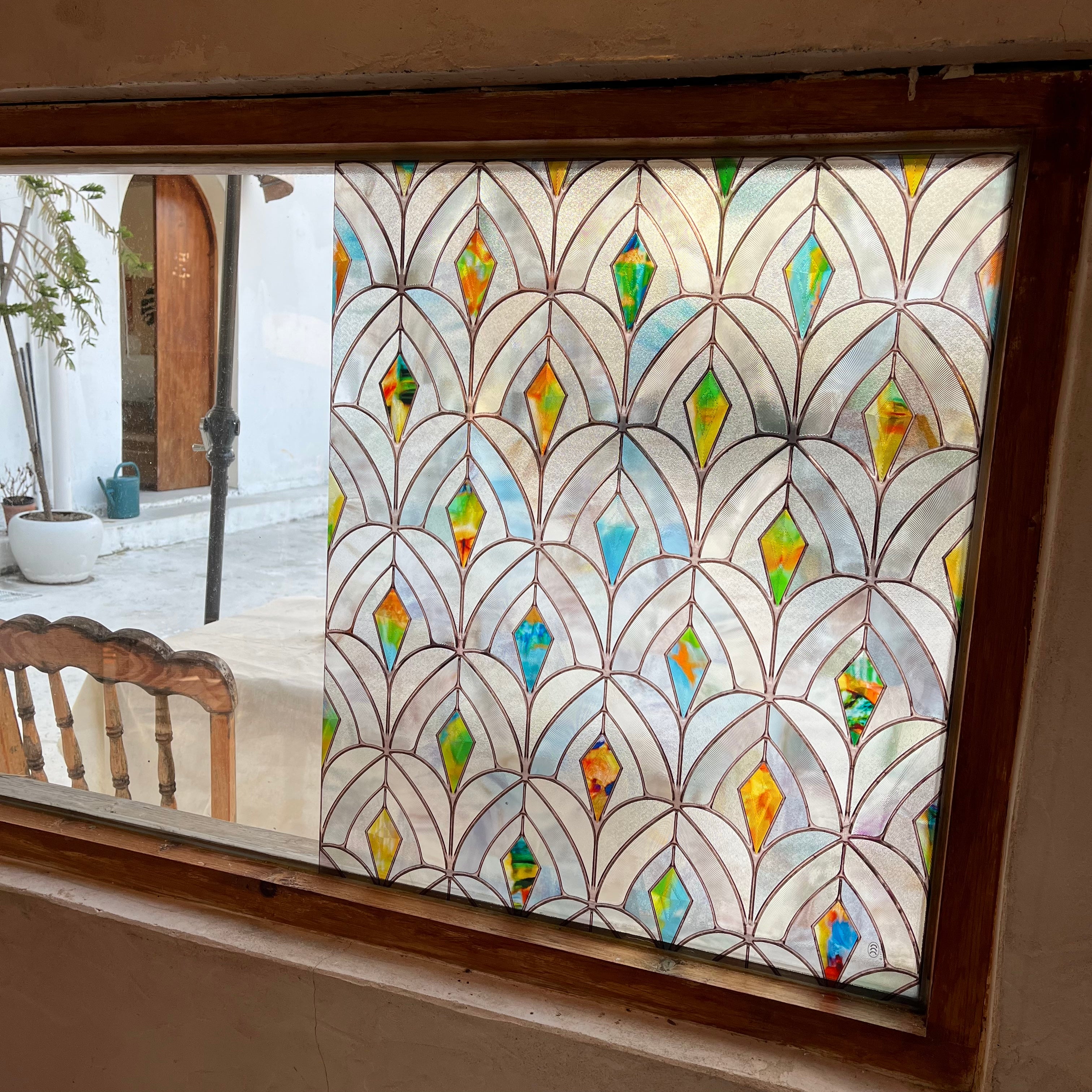 Peacocks Gemstone Stained Glass Decorative Window Film