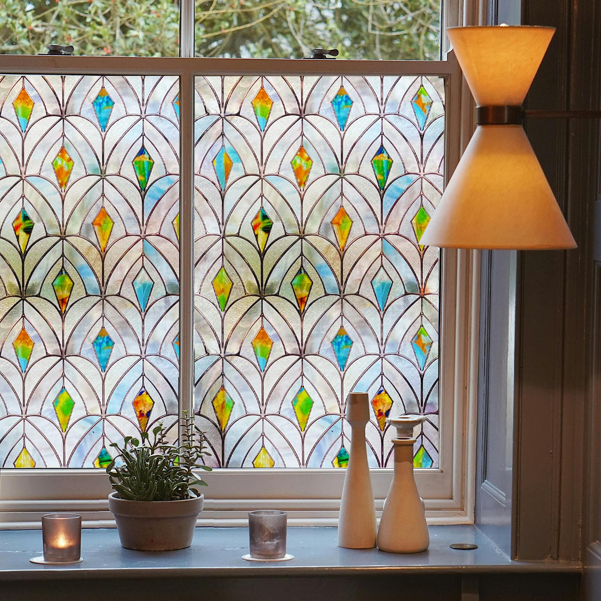 Peacocks Gemstone Stained Glass Decorative Window Film