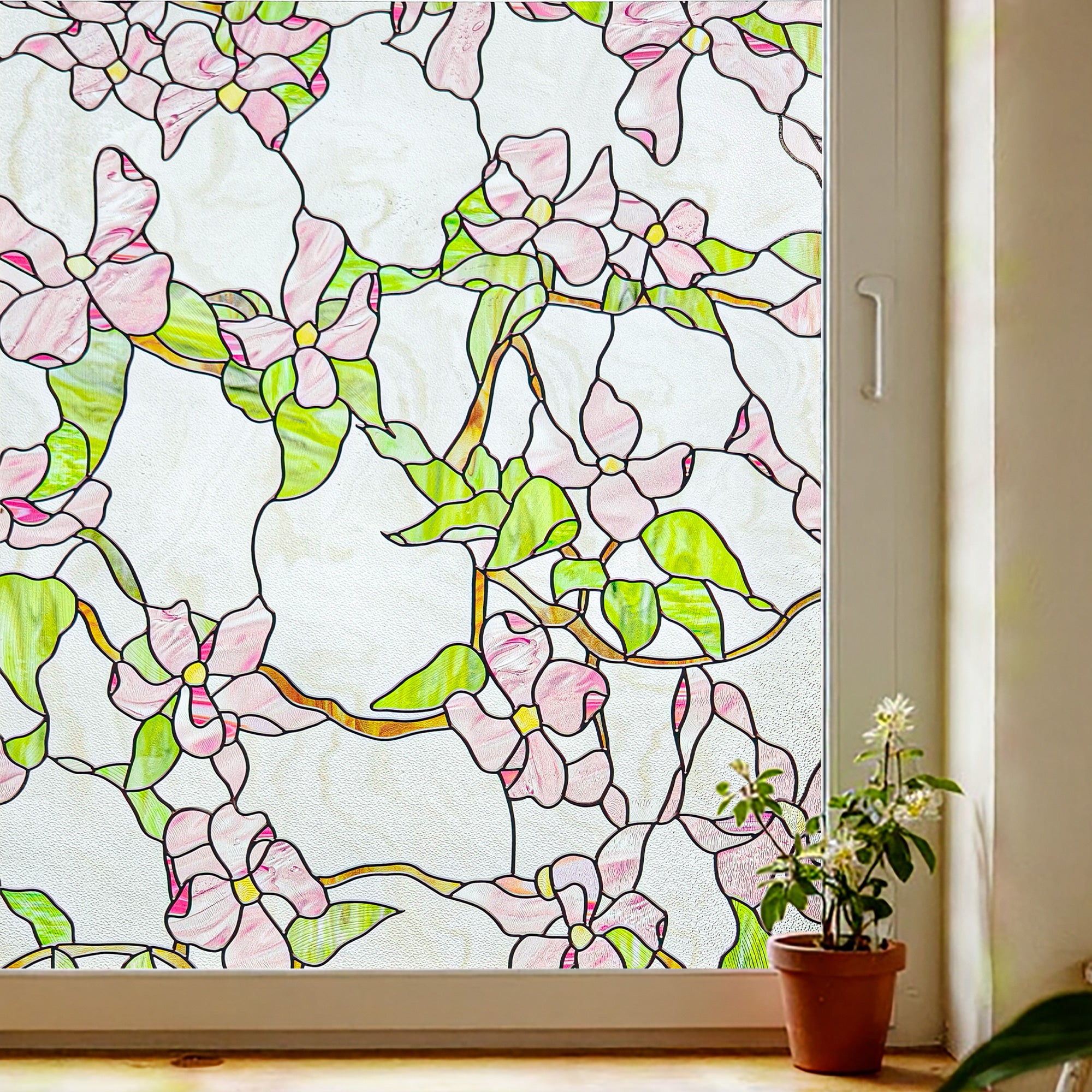 Film décoratif pour vitres en vitrail Lily