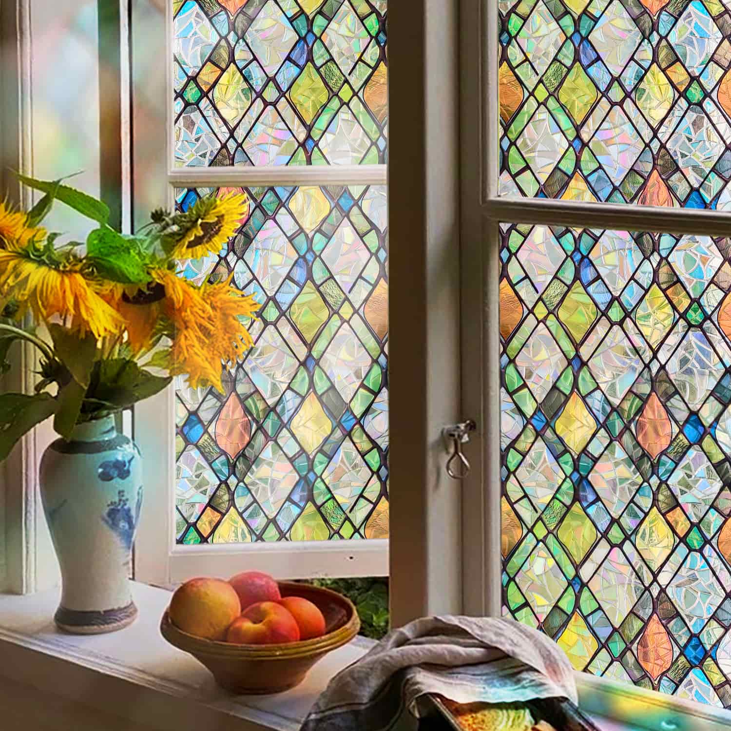 Rainbow Crystal Shards Stained Glass Decorative Window Film