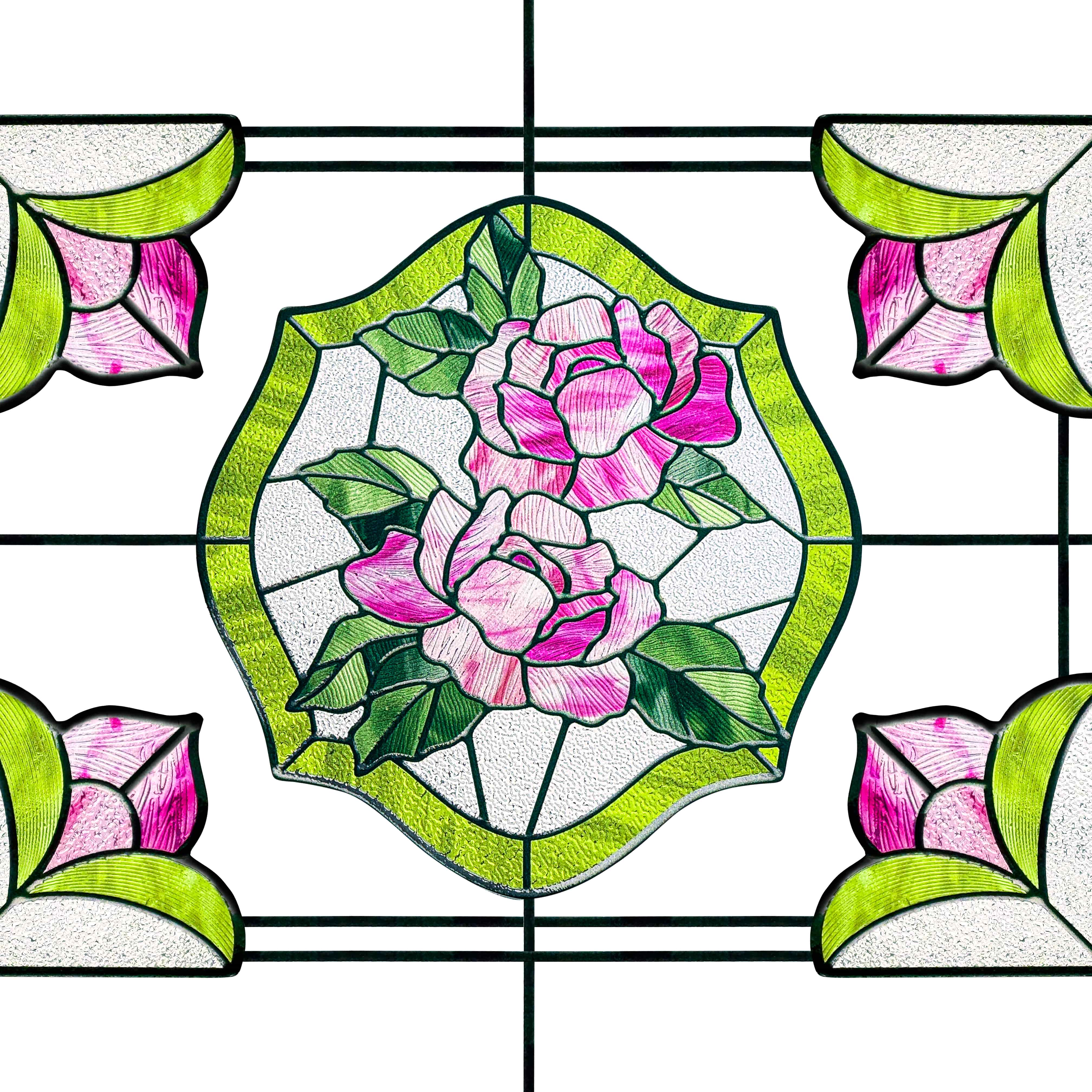 Film pour vitrail Green Gleam – Film statique décoratif moderne pour fenêtre