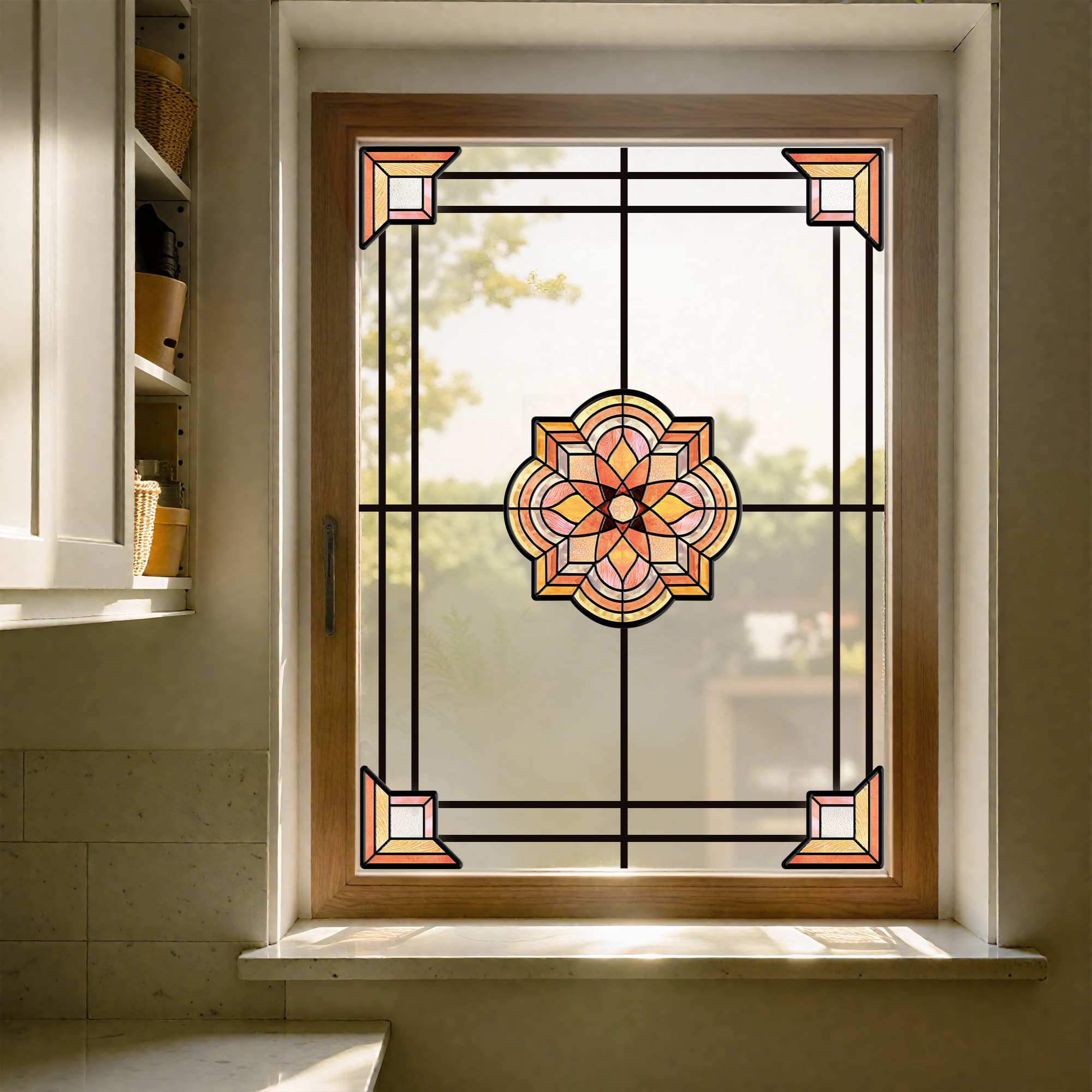 Film pour vitrail Green Gleam – Film statique décoratif moderne pour fenêtre