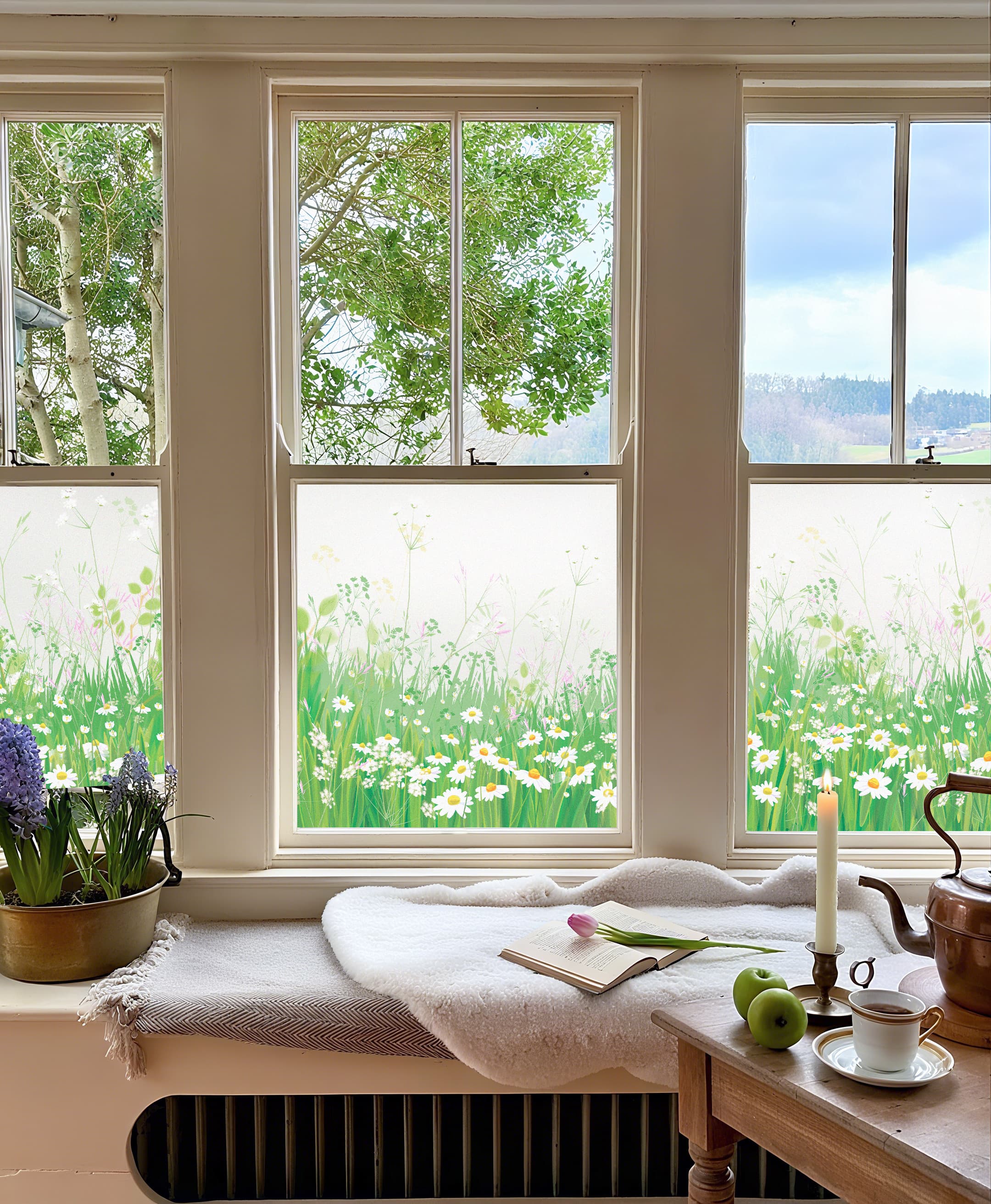 Spring Meadow Stained Glass Decorative Window Film