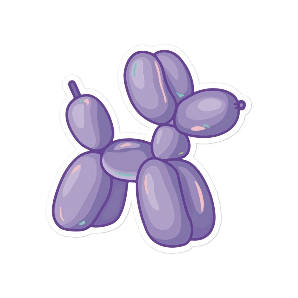 Vibrant Purple Balloon Puppy Sticker – Cute Dog Art Decorative Sticker