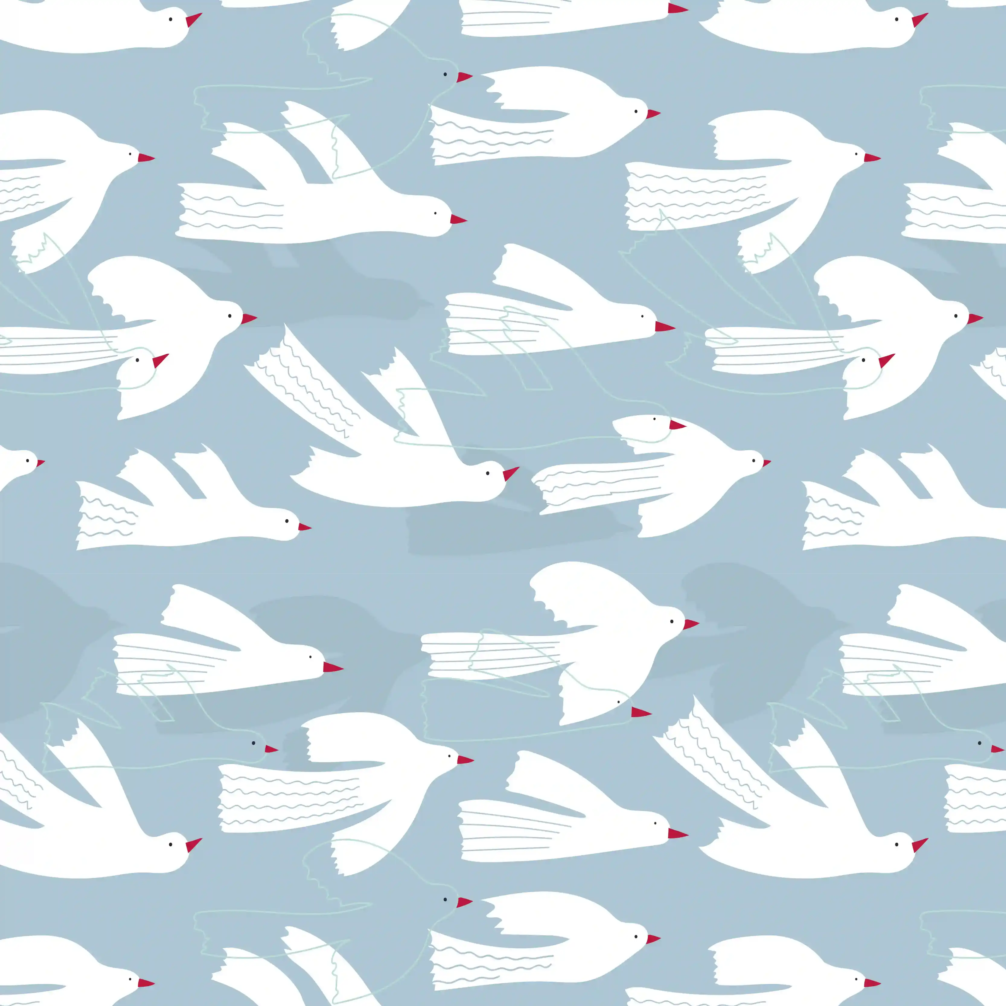 White Courier Pattern Decorative Wall Art Poster -  Peace & Nature Inspired