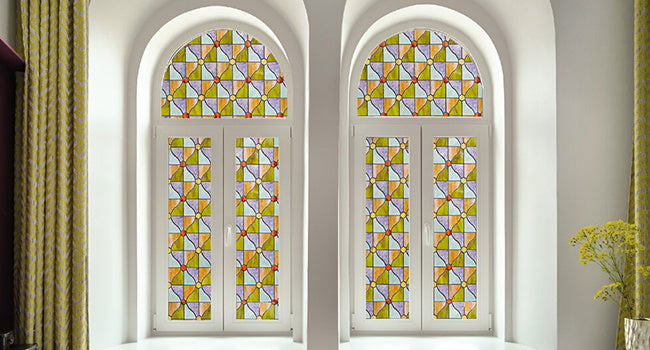 Decorative window film on a home window