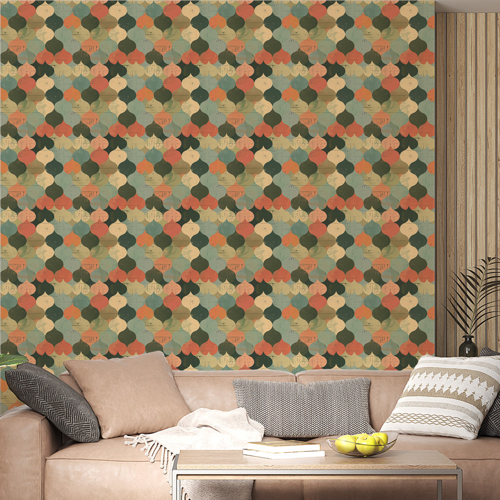 Colorful lanterns pattern bathroom wallpaper