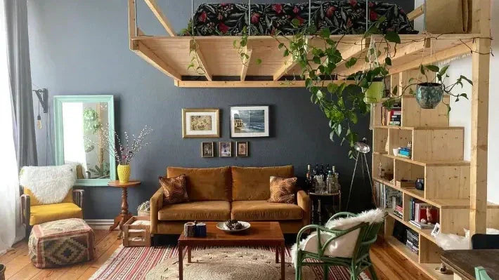 Living room wall decorated with framed wall art