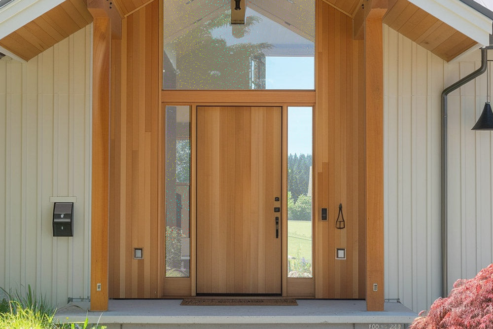 Front door glass with holographic decorative window film