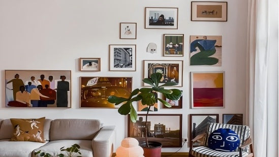 mix and match a wall art display cohesively and personally