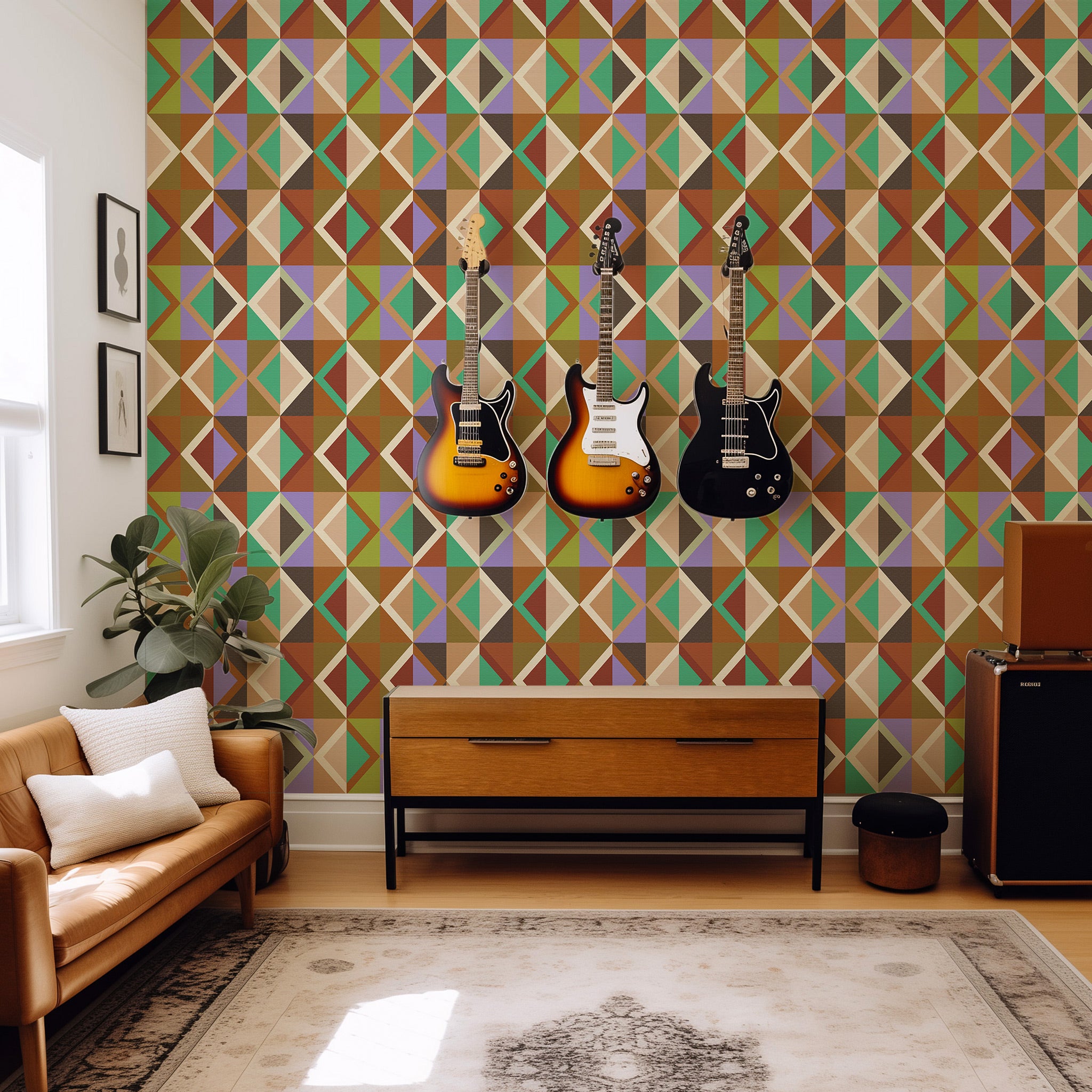 Papier peint adhésif Blue Flow Linearity – Géométrie moderne en beige mat et bleu marine