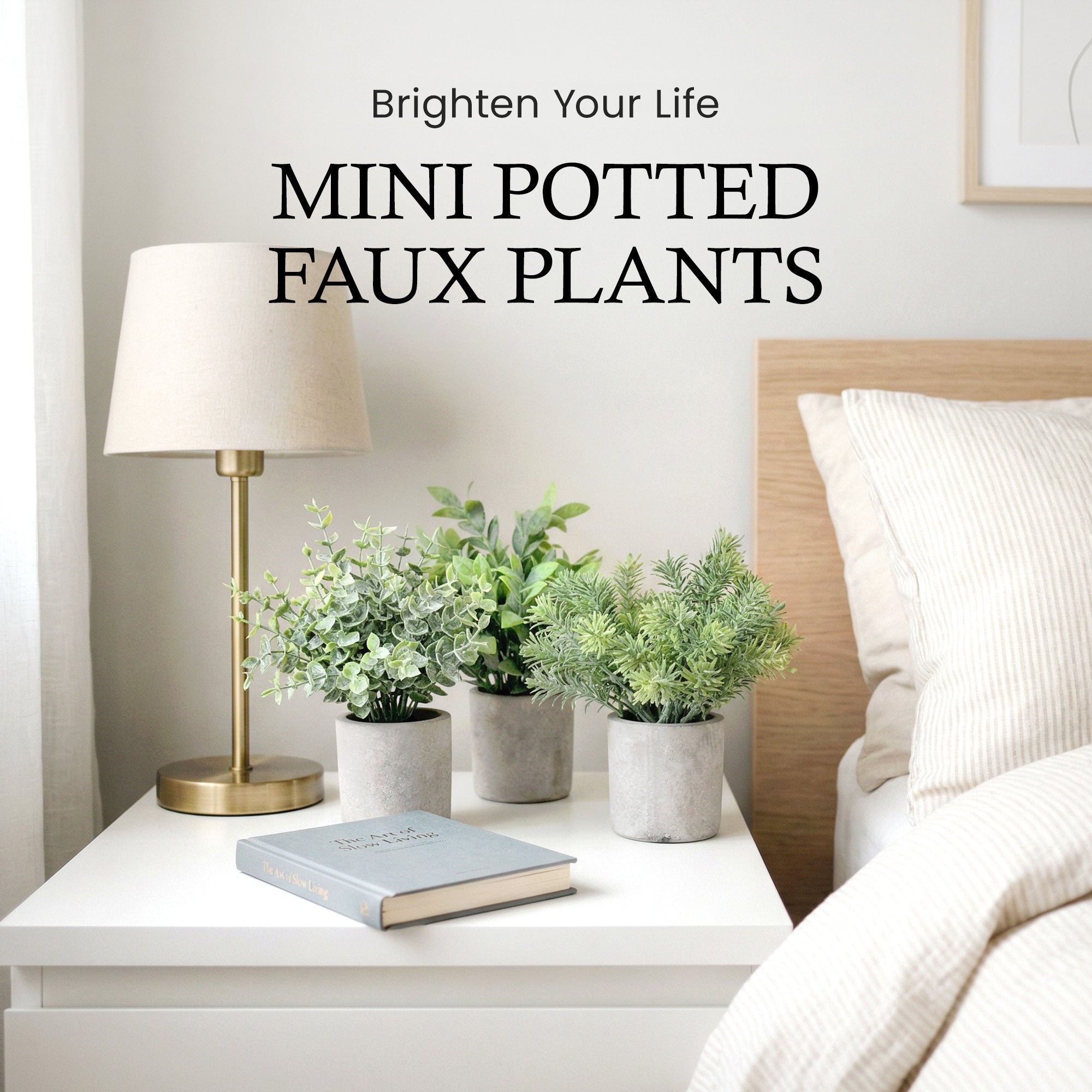 3 Pack Mini Potted Fake Plants Artificial Plastic Eucalyptus Plants